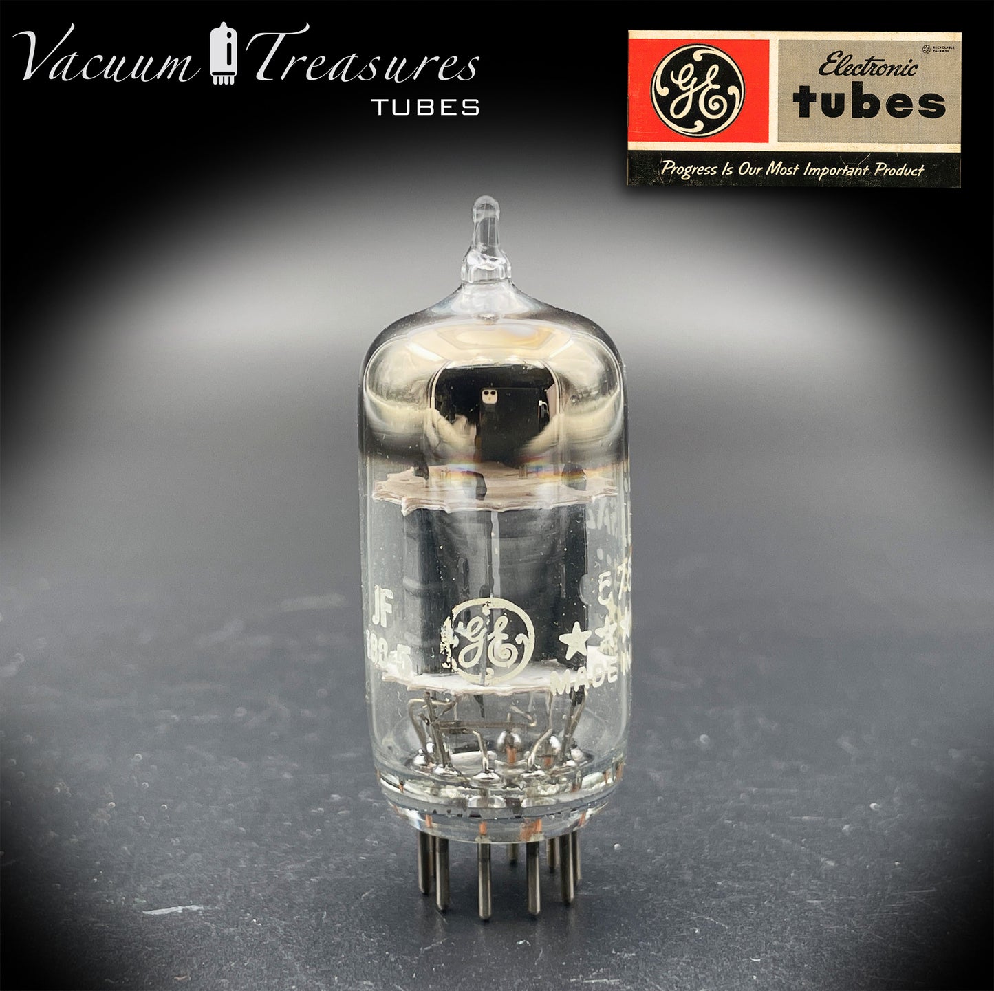 5751 GE NOS NIB Five Stars Gray Plates Halo Getter Tested Tube Made in USA '72