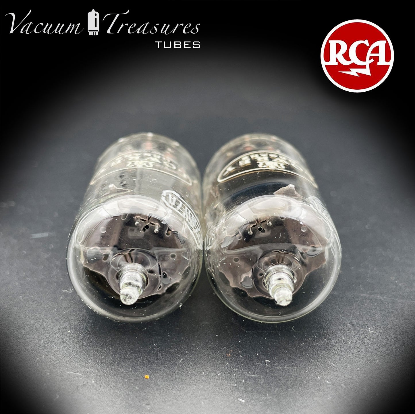 12AU7A / ECC82 Lowray by RCA Clear Top 1959 - NOS Matched Pair - Long Gray Plates - Amplitrex Tested