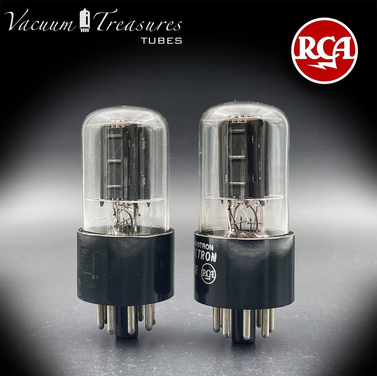 6SN7GT RCA Radiotron Matched Pair Silver Logo Black Plates D Getter AMPLITREX Tested Low Noise & Mic Tubes
