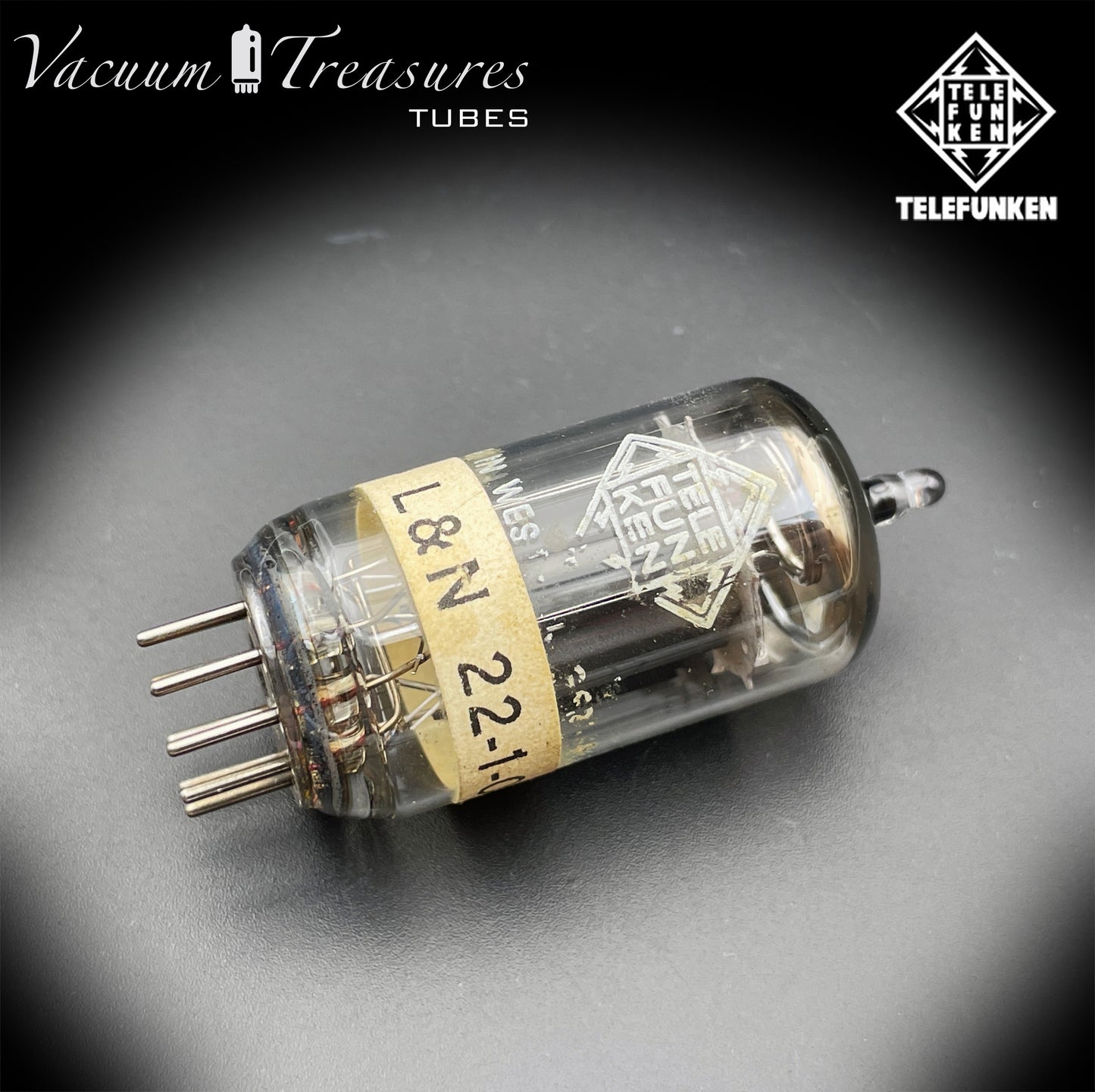 12AX7 ECC83 NOS Telefunken – Smooth Plates Diamond Bottom Tested Tube Western Germany