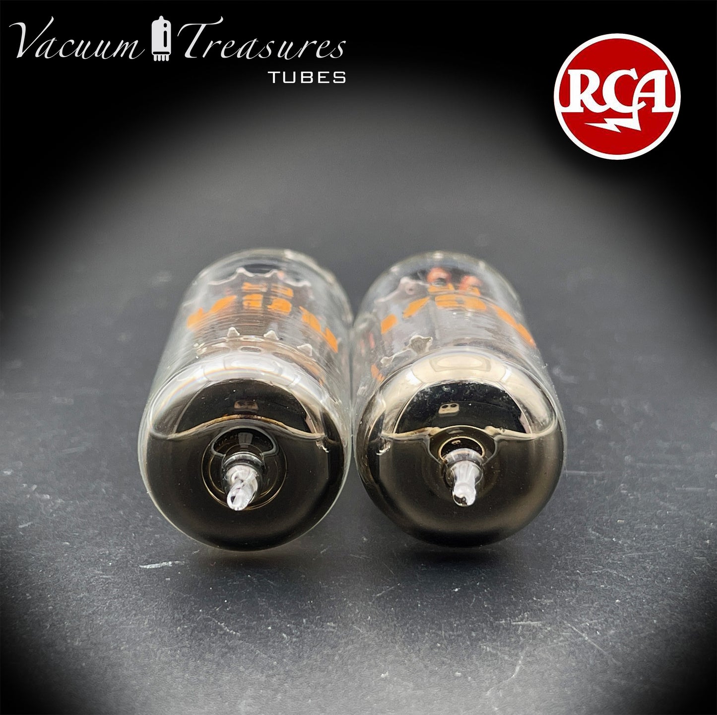 12BH7A 7032 NOS NIB RCA Matched Pair - Same Codes - Gray Plates Halo Getter Tubes USA '74