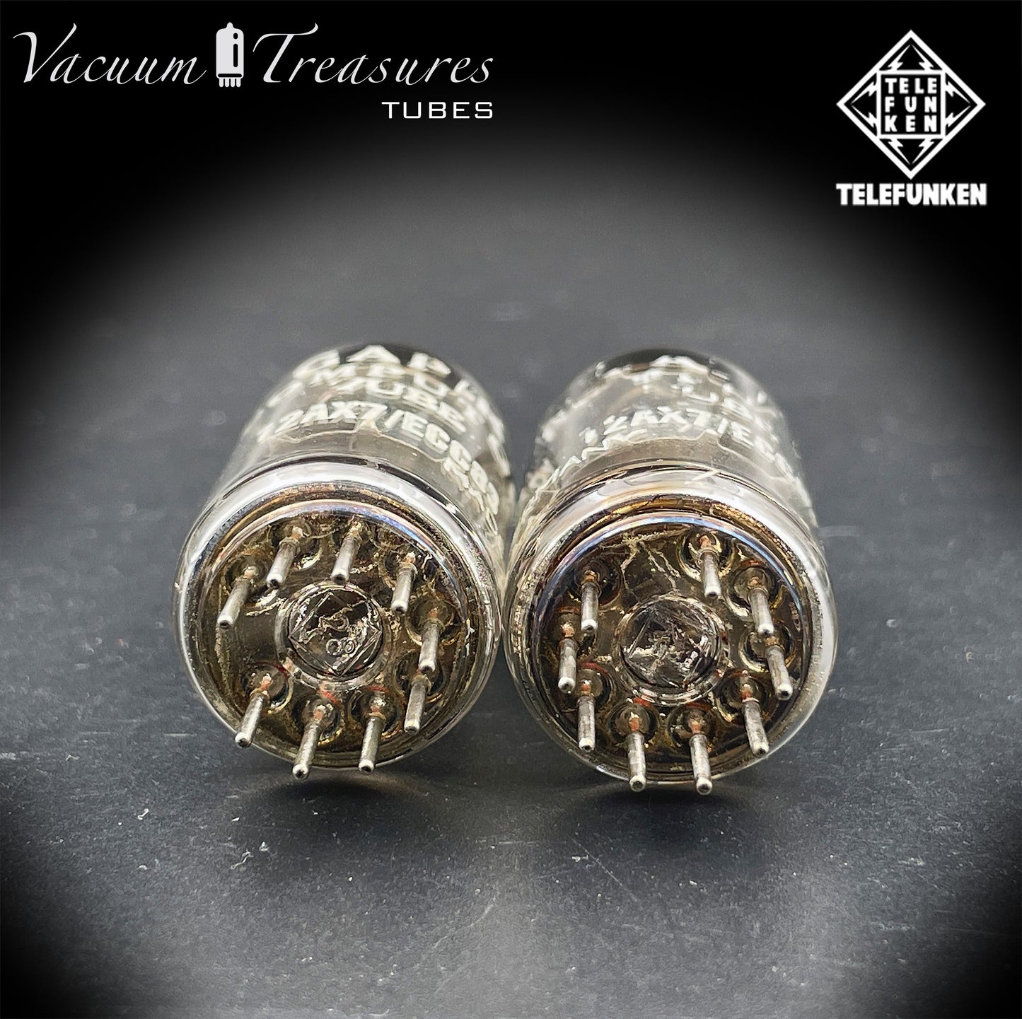 ECC83 / 12AX7 TELEFUNKEN Matched Pair Ribbed Plates Diamond Bottom Tube Made in GERMANY