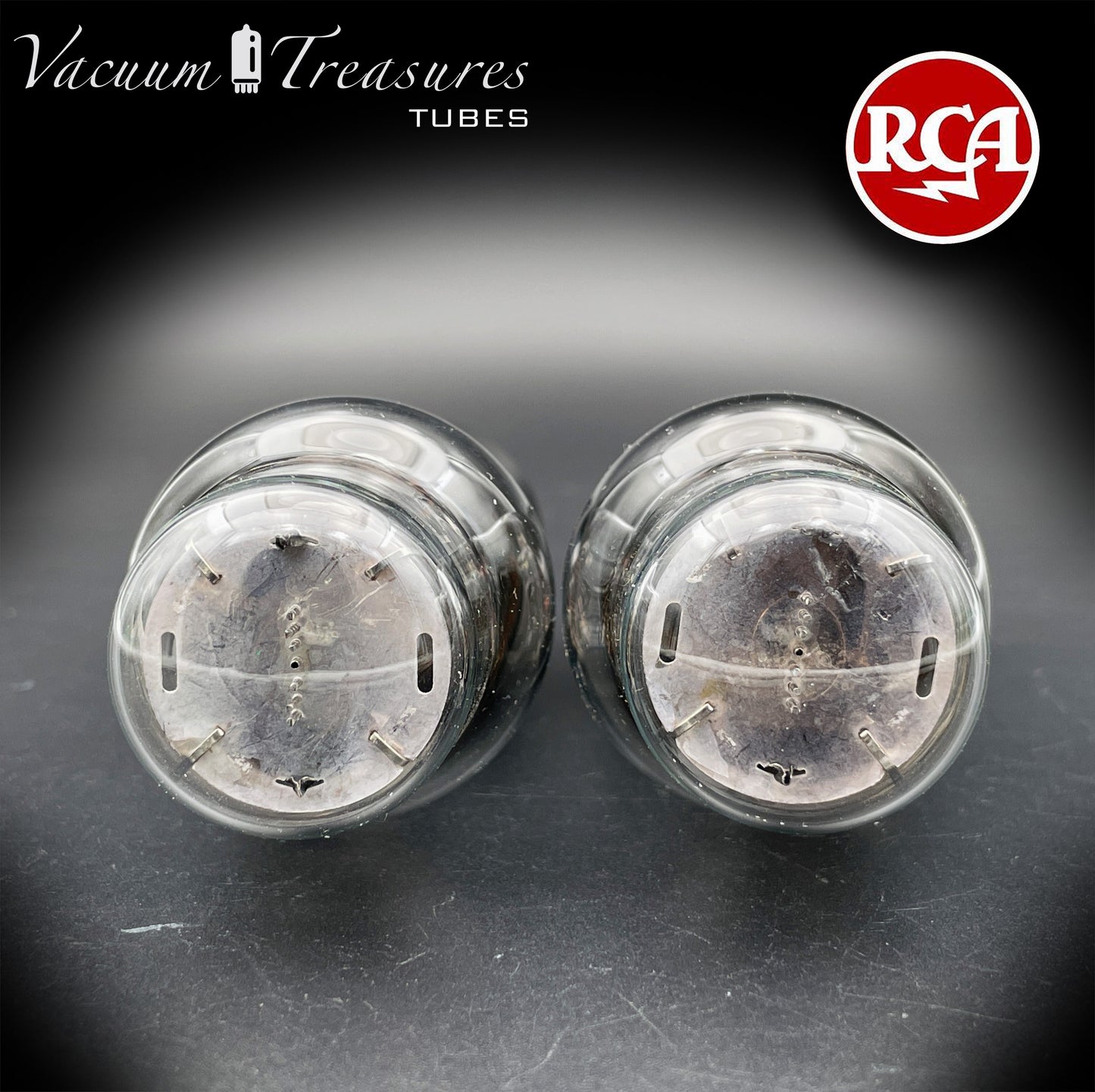 6G6G = VT-198A = 6G6GT RCA NOS NIB Matched Pair Black Plates Square Getter Power Pentode USA