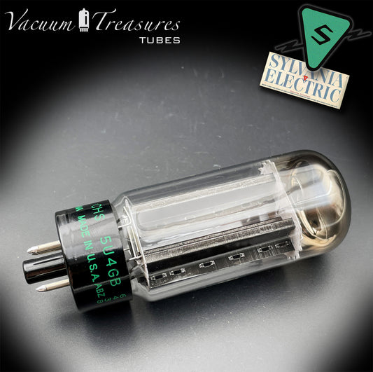 USN CHS 5U4GB SYLVANIA NOS NIB Black Plates Halo Getter Tested Tube Rectifier Made in USA