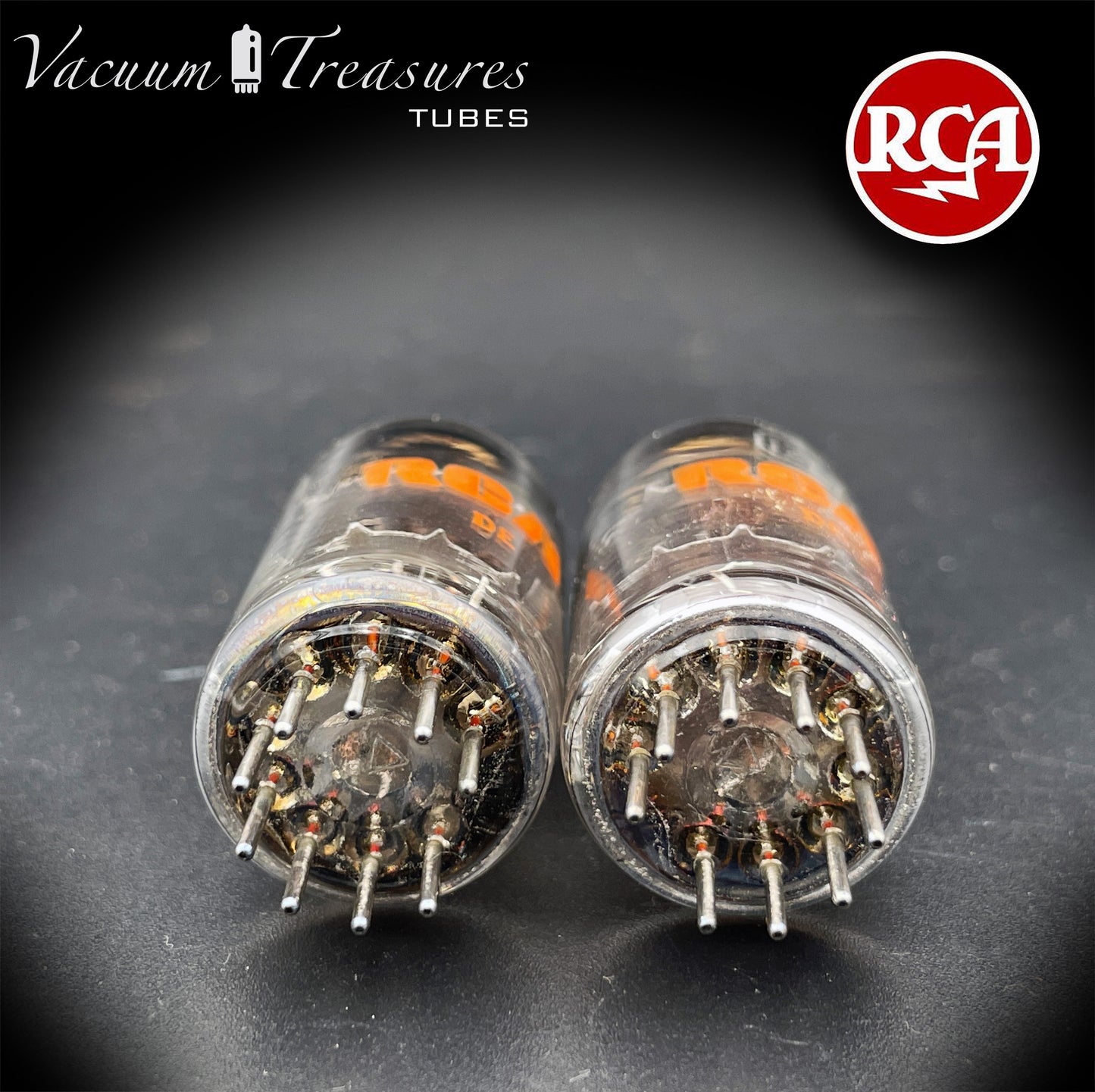 12AV7 RCA NOS NIB Black Plates Halo Getter Matched Pair Tubes Made in USA