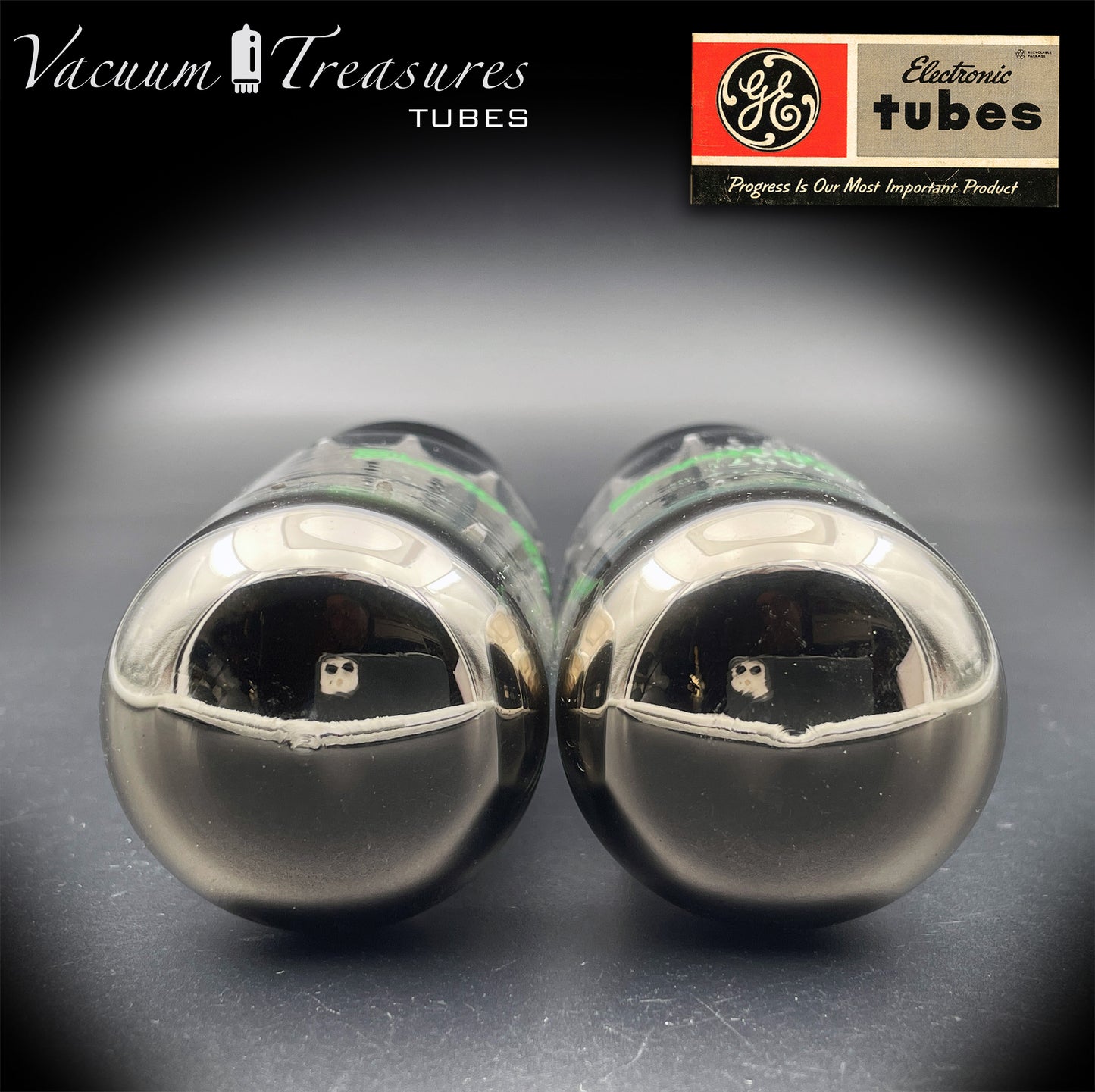 6AS7GA / 6080 GE NOS NIB Black Plate Green Print Matched Pair AMPLITREX Tested
