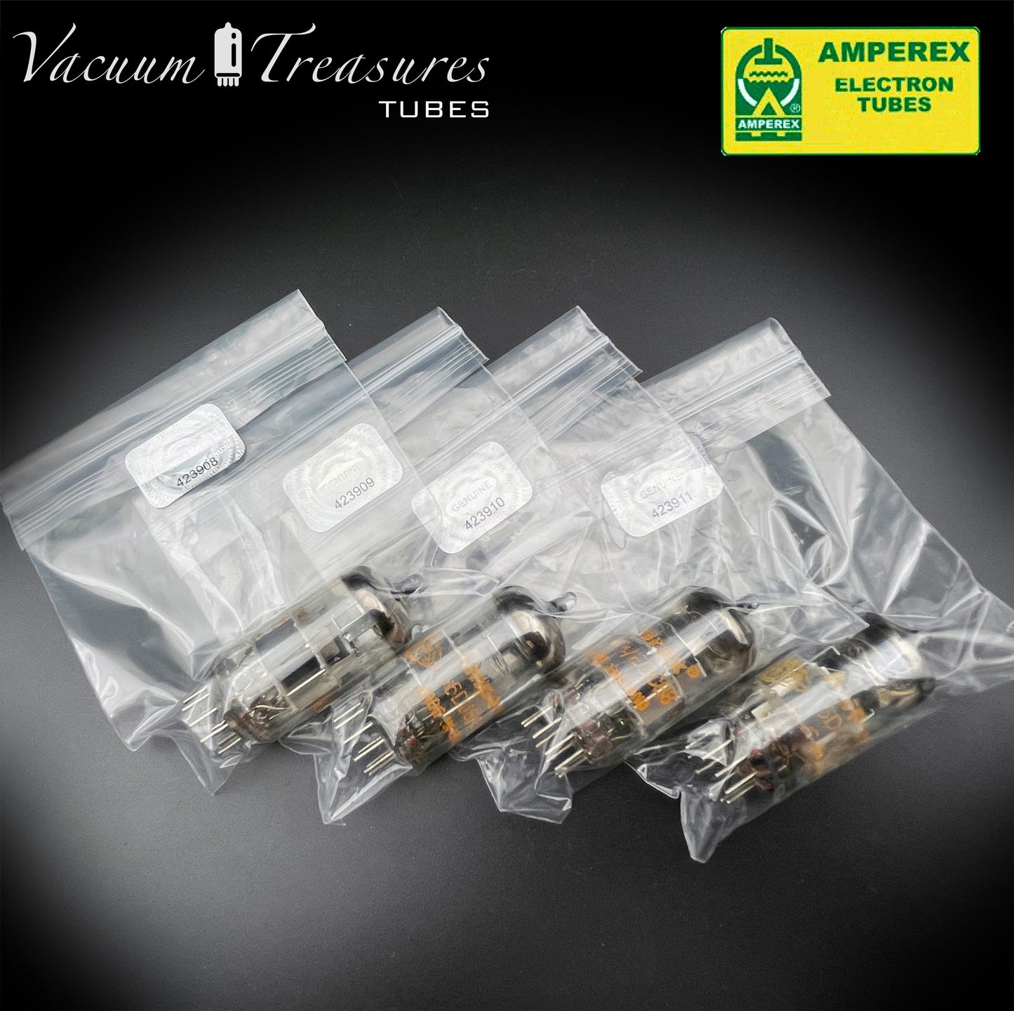 ECC88 6DJ8 AMPEREX AMPLITREX Matched Quad Tubes Made in HOLLAND '60s