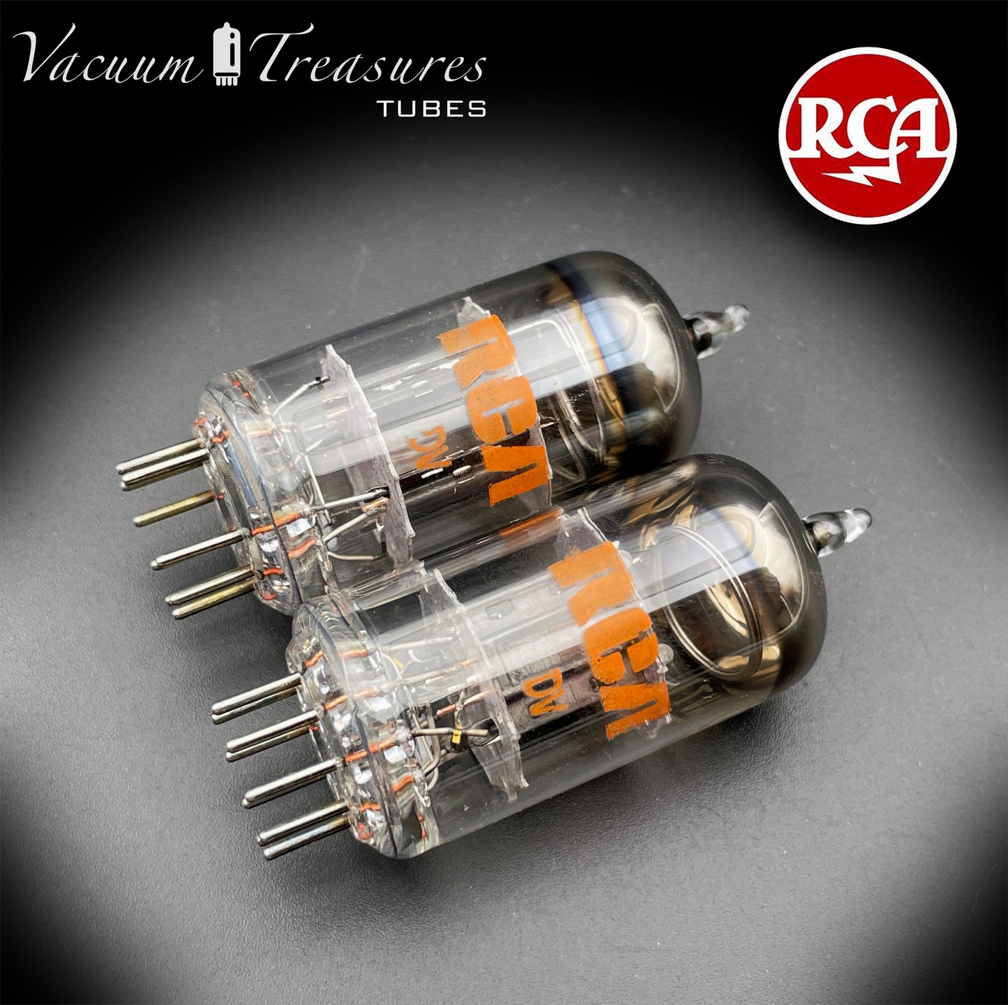 12AV7 RCA NOS NIB Black Plates Halo Getter Matched Pair Tubes Made in USA