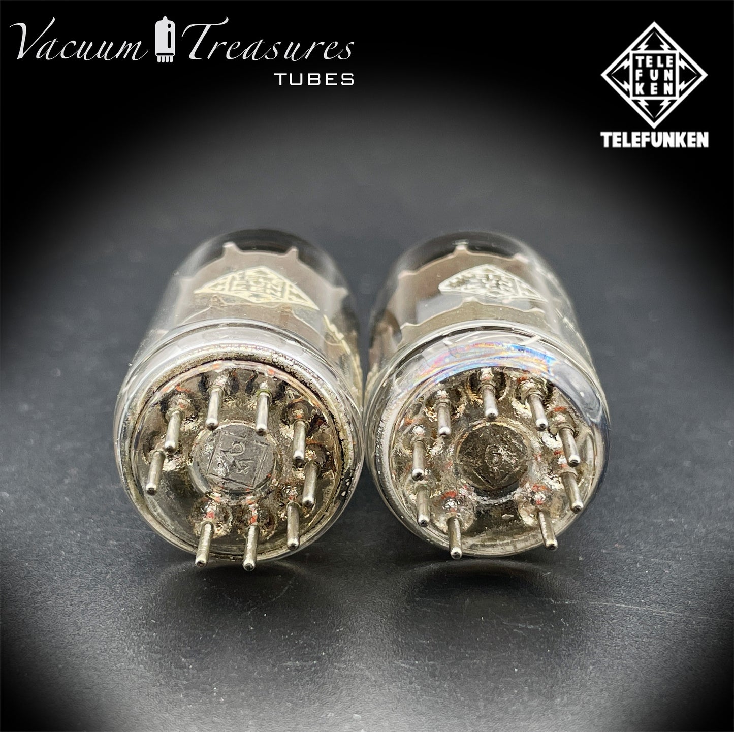 12AX7 / ECC83 TELEFUNKEN Tested Pair Tubes – Ribbed Plates Diamond Bottom Made in Germany