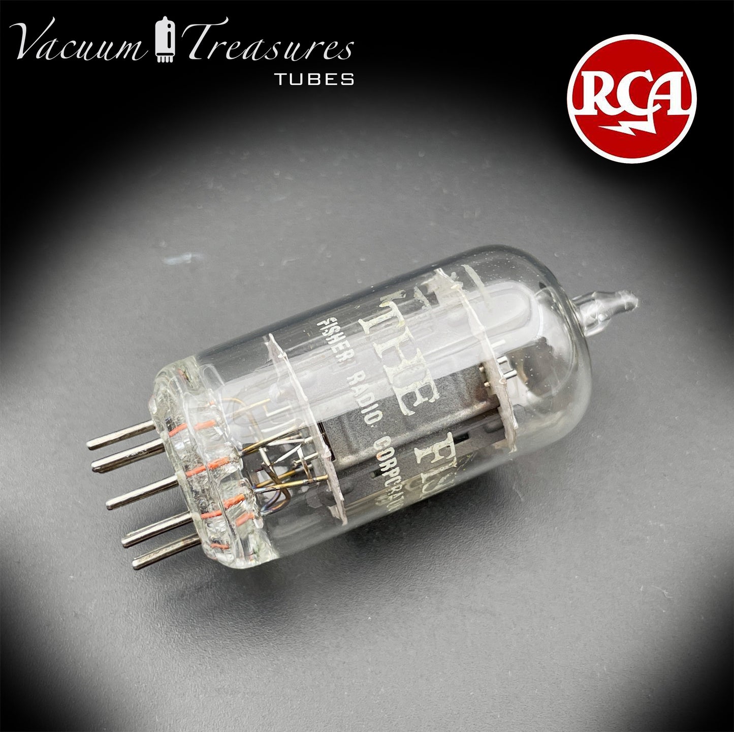 7025 12AX7 RCA Clear Top Long Gray Plates Side D Getter Tested Tube Made in USA '60s