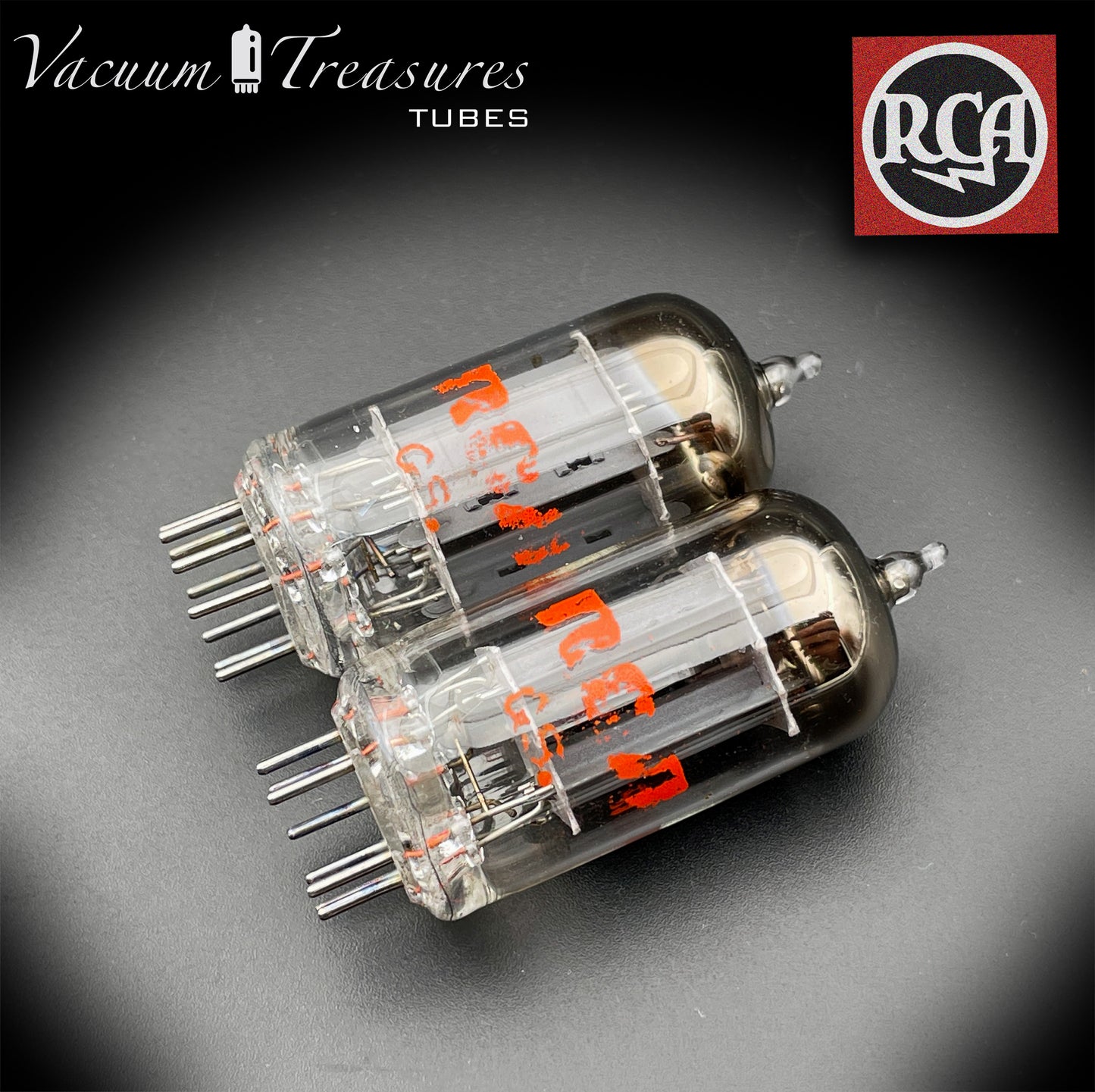 12AU7 A ( ECC82 ) RCA NOS Long Gray Plates Halo Getter Matched Tubes Made in USA