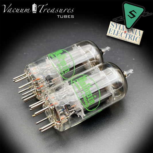 12AU7A / ECC82 NOS Baldwin by SYLVANIA Long Gray Plates Halo Getter Matched Pair Tubes Made in USA '60s