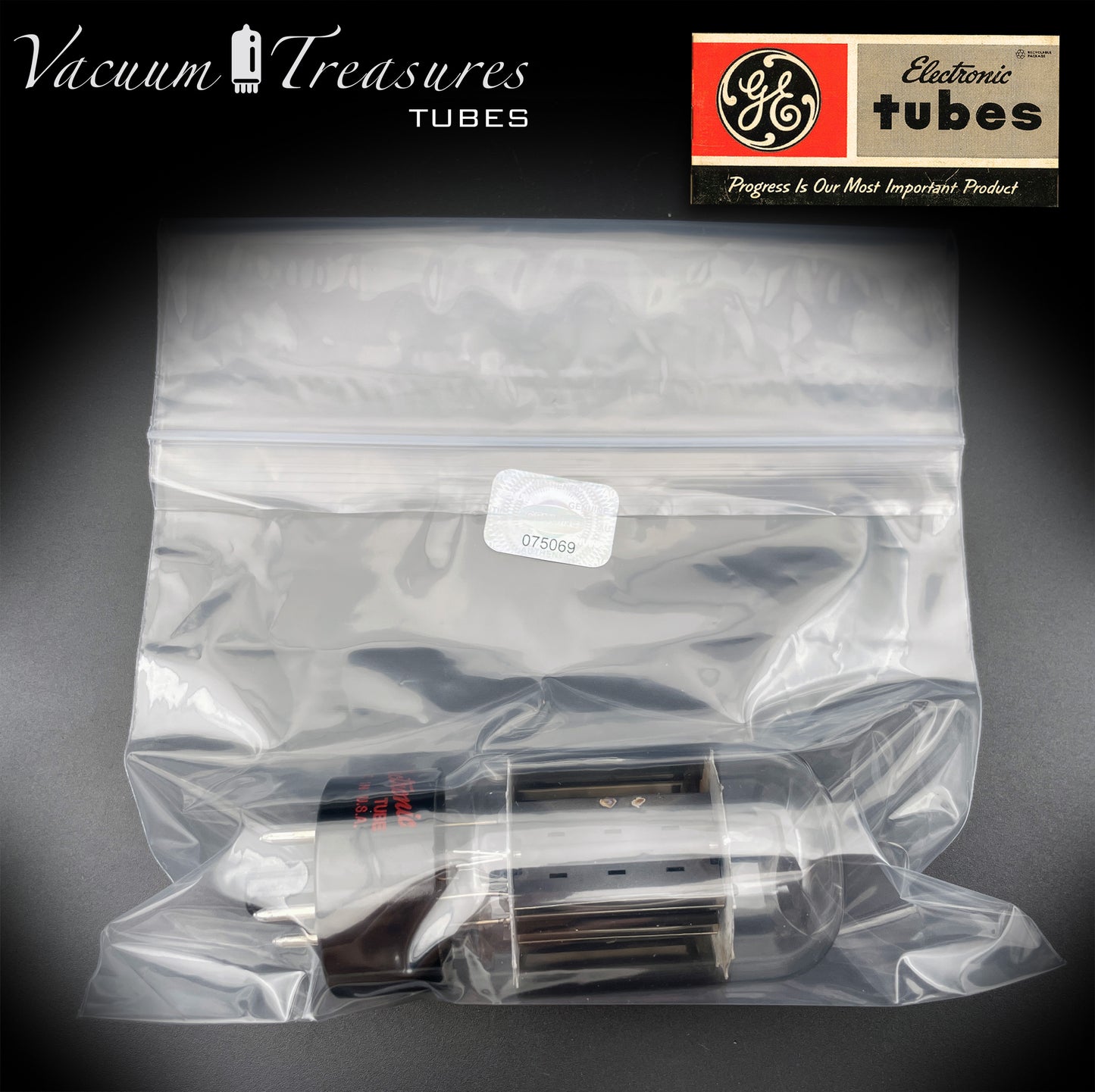 5V4GA GE NOS Gray Plates Side Square Getter Rectifier Tube Made in USA