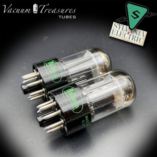 6SN7GTB Baldwin by SYLVANIA Matched Pair Black Plates Tubes - Same Codes - Made in USA '61