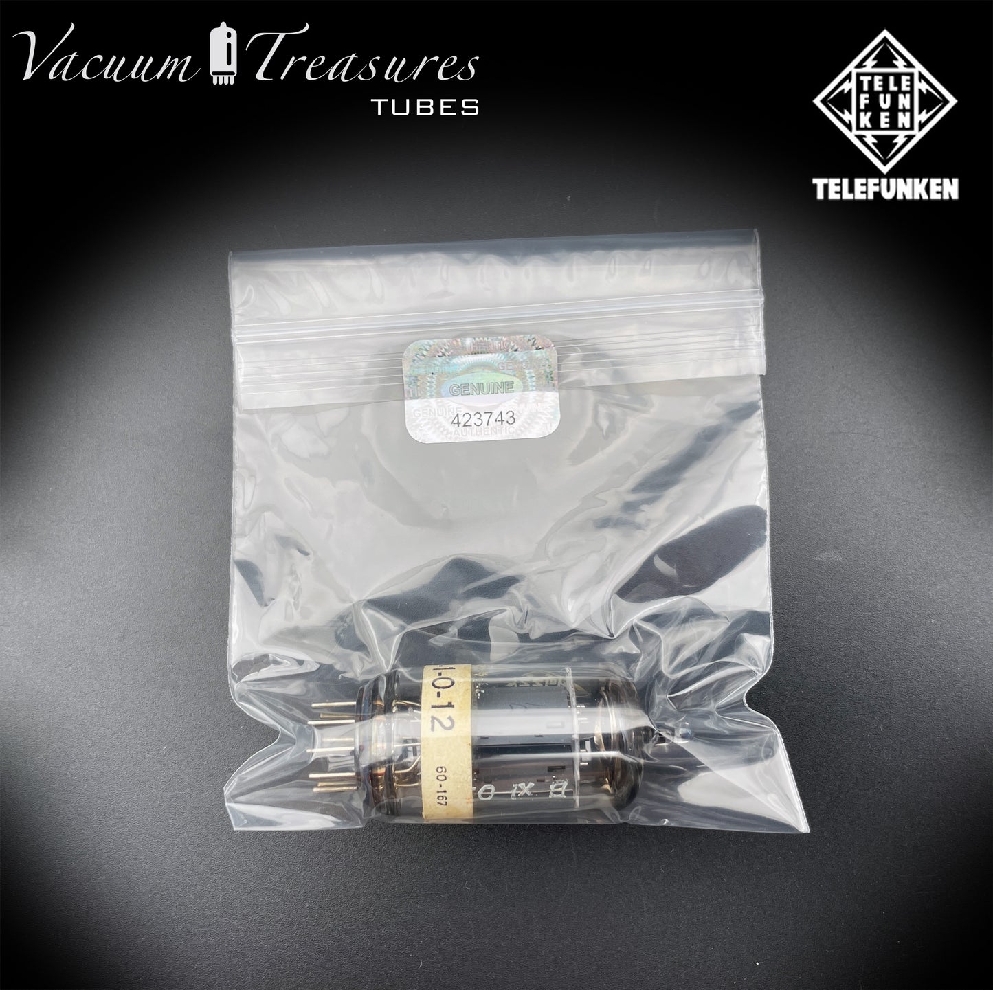 12AX7 ECC83 NOS Telefunken – Smooth Plates Diamond Bottom Tested Tube Western Germany