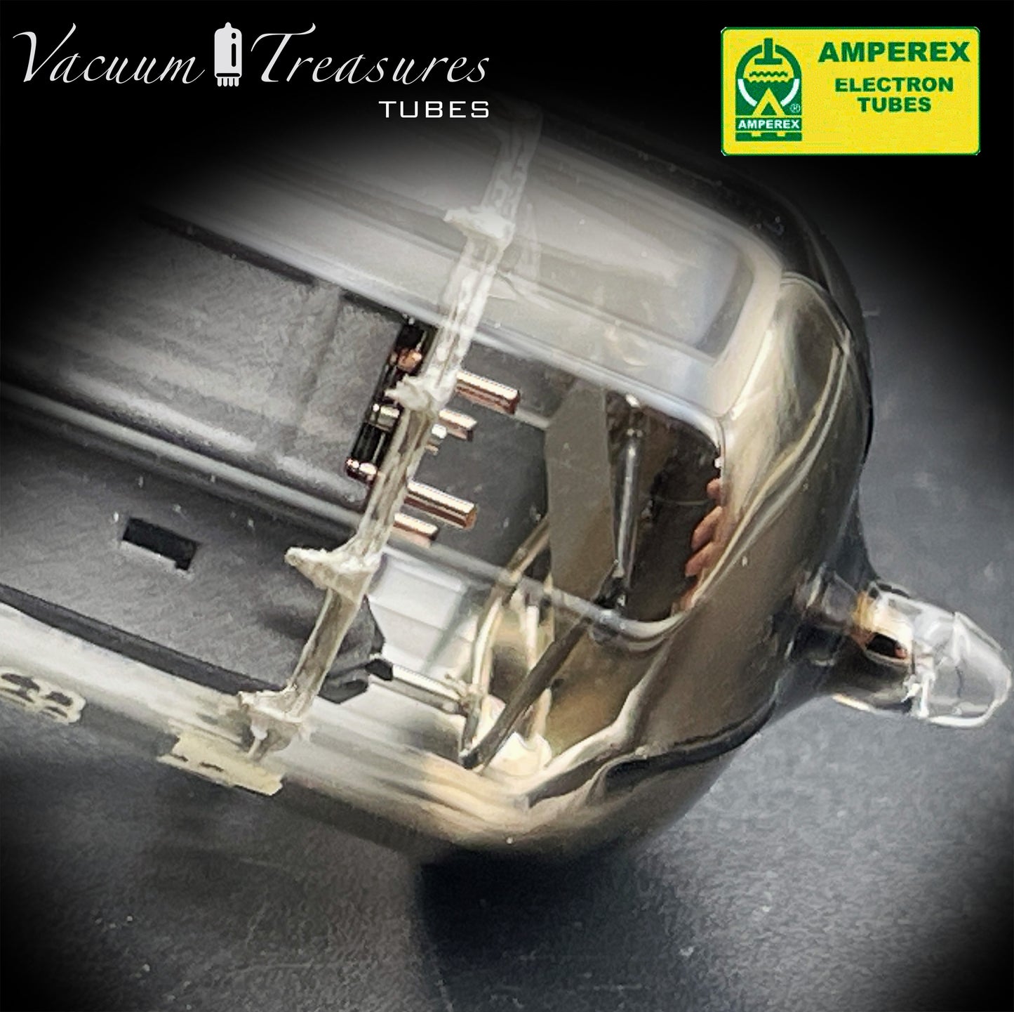 12AX7 / ECC83 NOS Amperex Bugle Boy Matched Pair AMPLITREX Tested Long Plates Foil Getter '50s