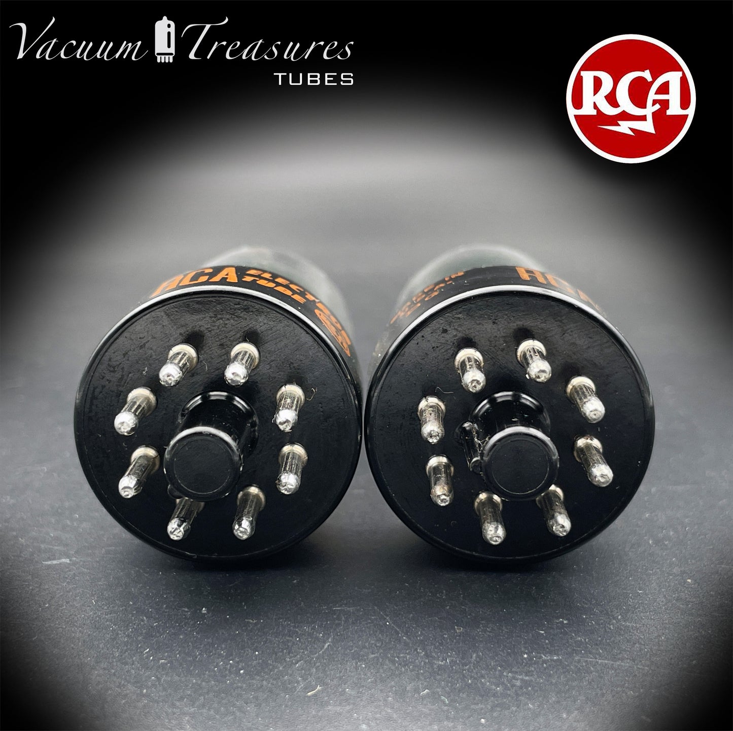 6SN7 GTB RCA Red Logo AMPLITREX Matched Pair Black Plates D Getter Low Noise & Mic Tubes