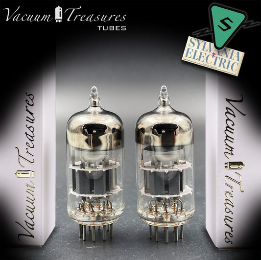 ECC88 / 6DJ8 SYLVANIA AMPLITREX Matched Pair Halo Getter Tubes Made in USA