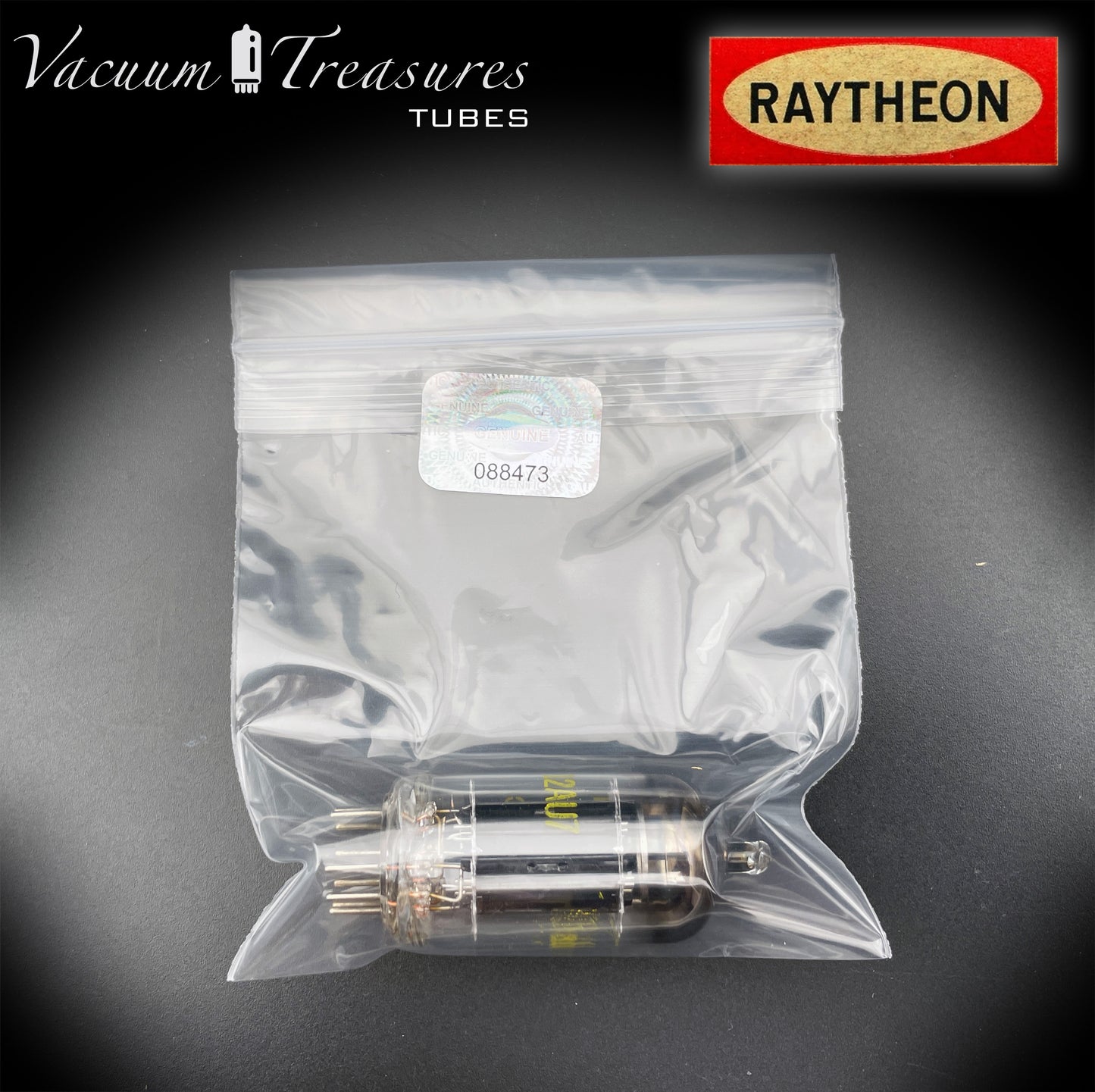 12AU7A / ECC82 Baldwin by RAYTHEON AMPLITREX Tested Tube Long Black Plates Halo Getter Made in USA '59