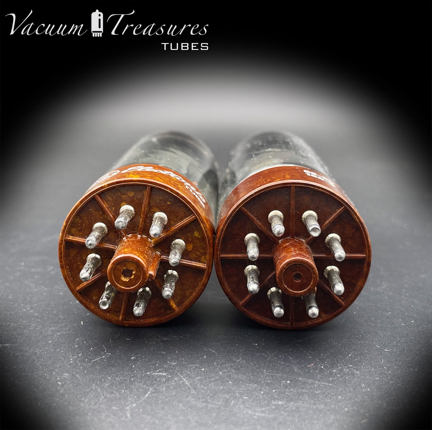 6CA7 EL34 GE Xf4 Philips/MBLE Brown Base DD-Getter NOS NIB Matched Pair Made in Holland '61