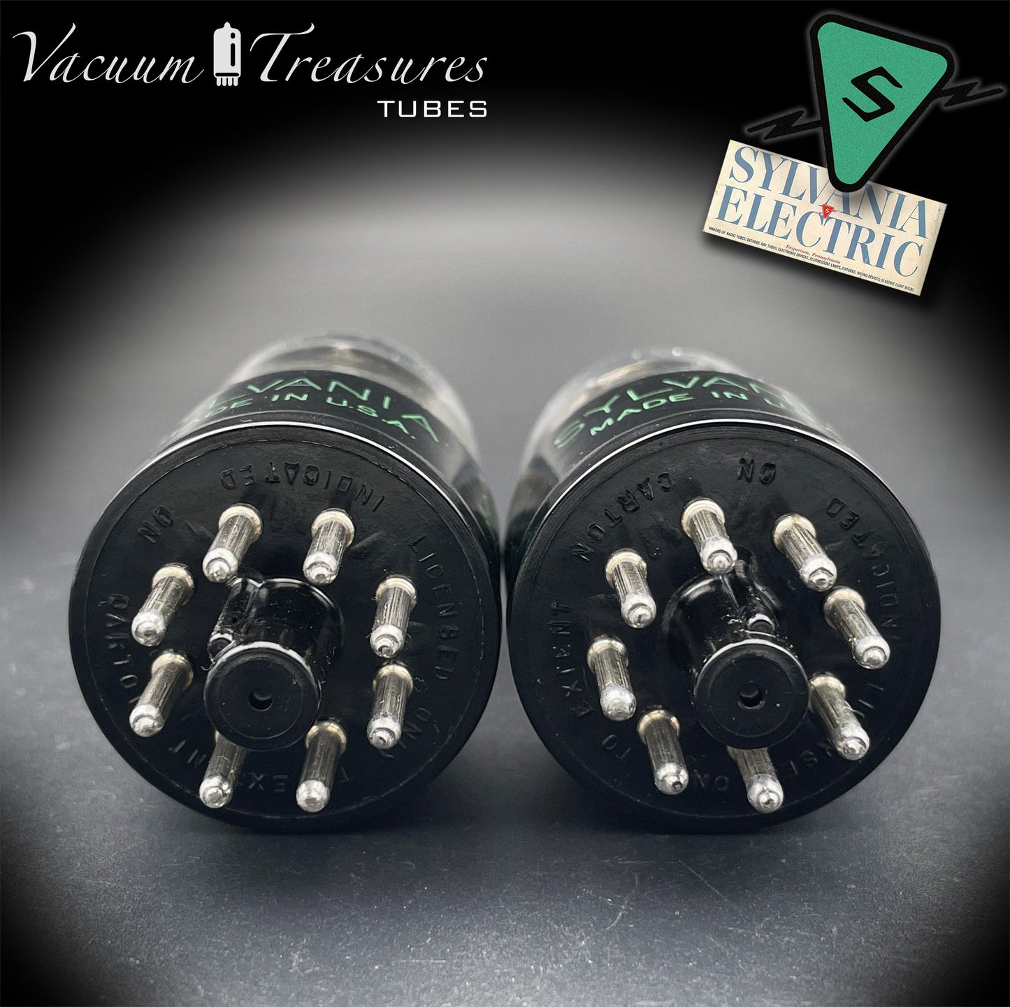 6SN7GTA NOS SYLVANIA CHROME TOP Matched Pair Same Code AMPLITREX Low Noise Tubes