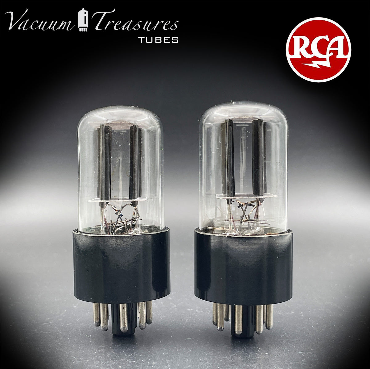 6SN7GT RCA Radiotron Matched Pair Silver Logo Black Plates D Getter AMPLITREX Tested Low Noise & Mic Tubes