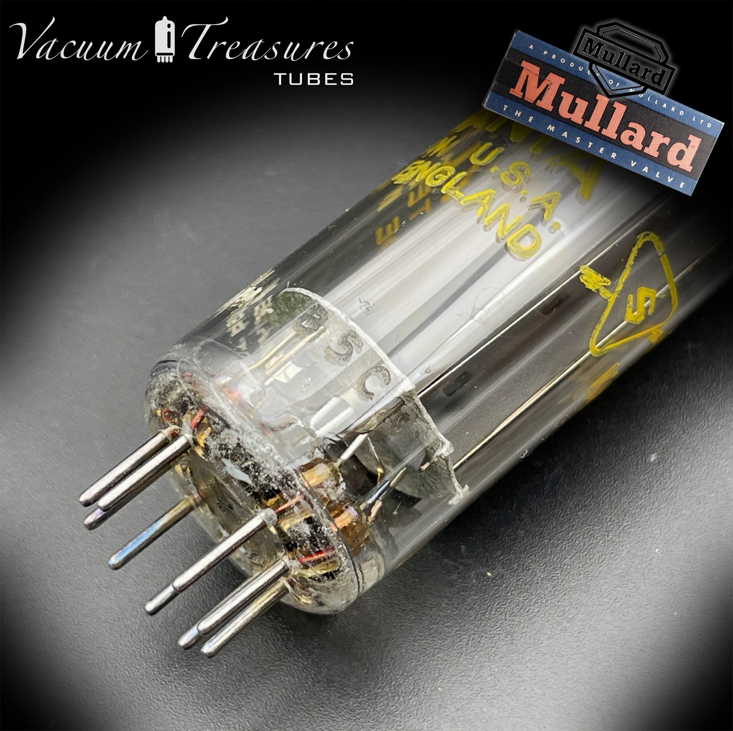 6CA4 ( EZ81 ) NOS NIB SYLVANIA by MULLARD Blackburn Gray Plates Horse Shoe Getter Tested Tube Rectifier Made in GT. Britain '65