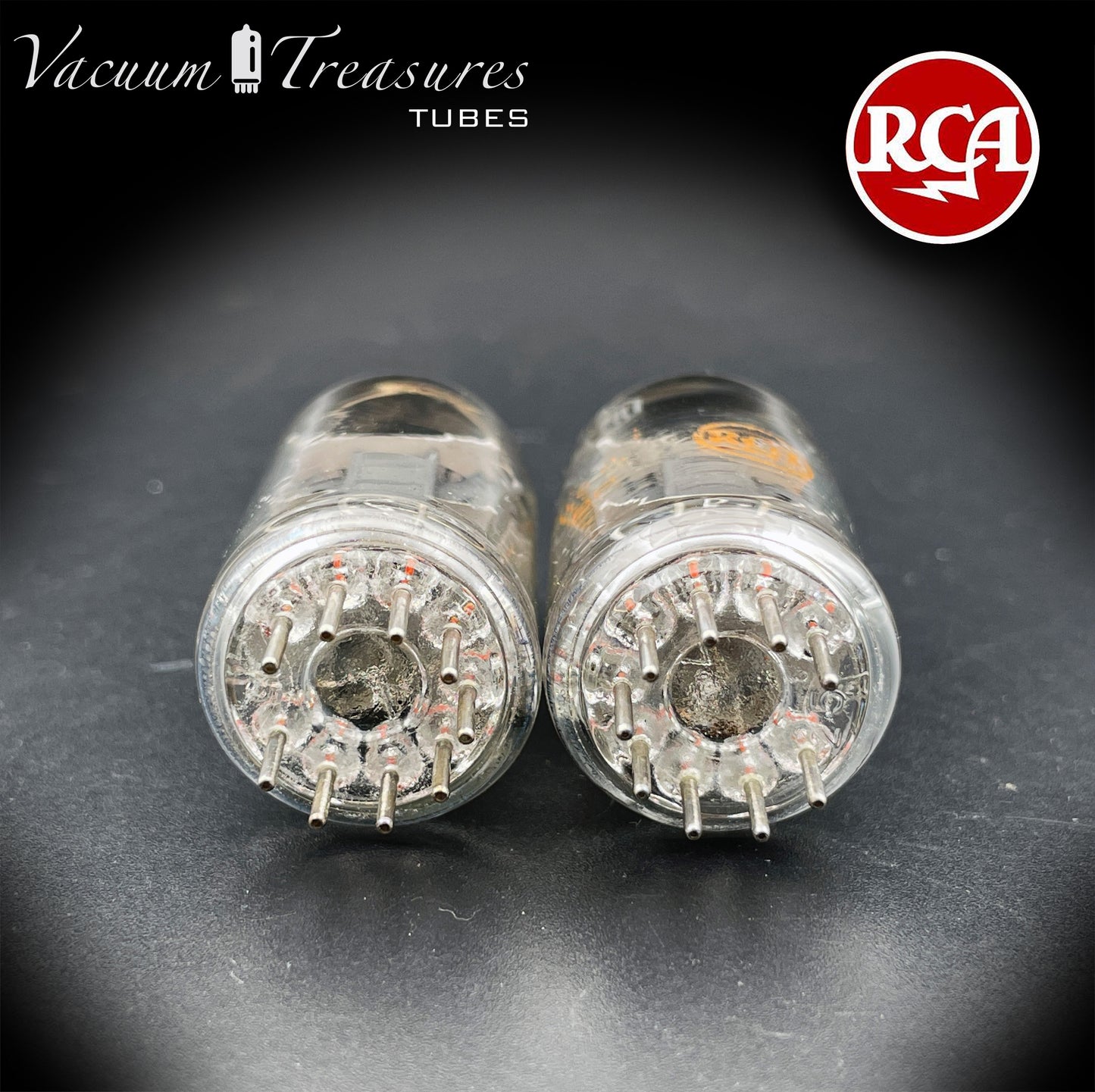 12AX7 / ECC83 RCA Short Gray Plates Halo Getter Matched Pair Tubes Made in USA '60s