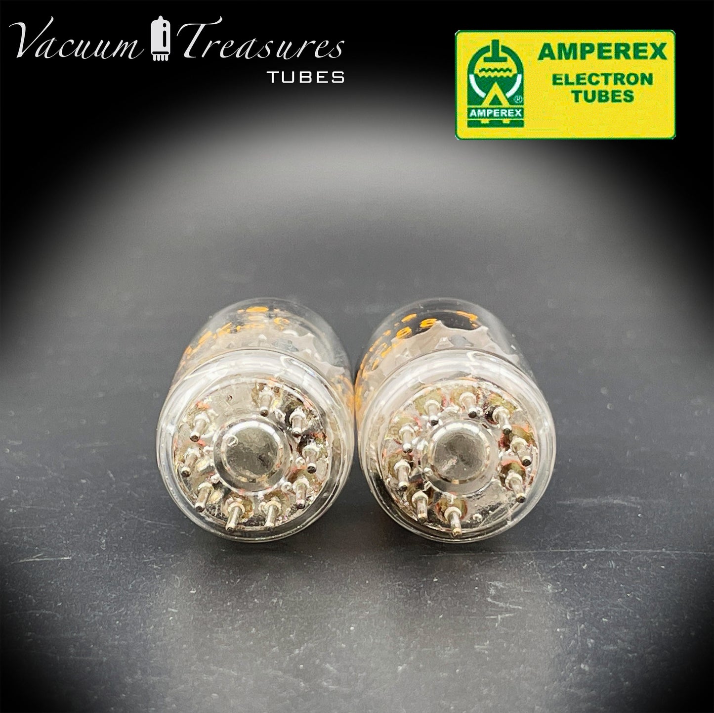 ECC88 ( 6DJ8 ) AMPEREX by Philips (Eindhoven) Disc Dimpled Getter Tubes Made in HOLLAND '60s