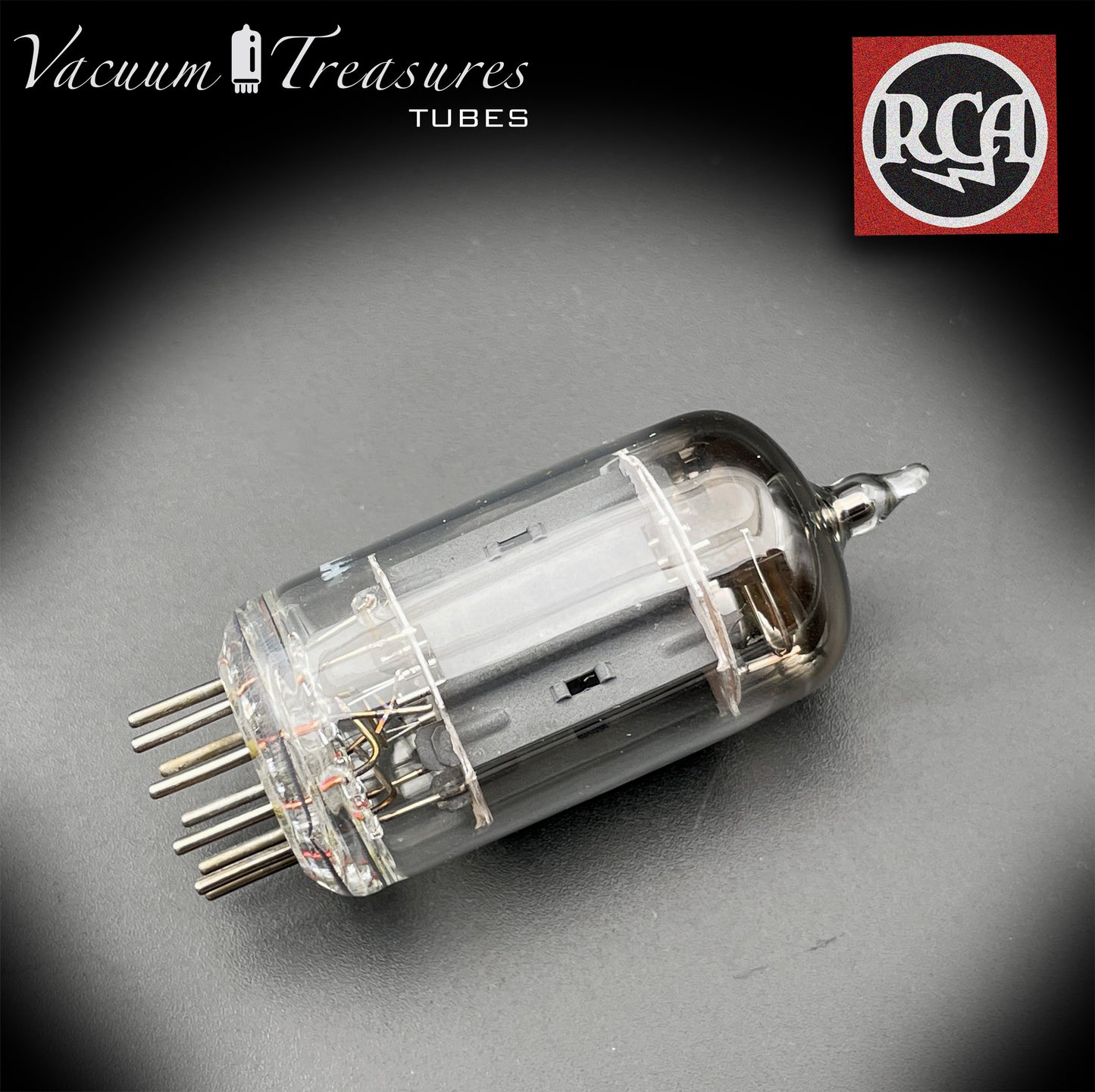 5963 ( ECC82 12AU7 WA ) RCA Long Gray Plates Rare Foil Getter AMPLITREX Tested Tube Made in USA '50s