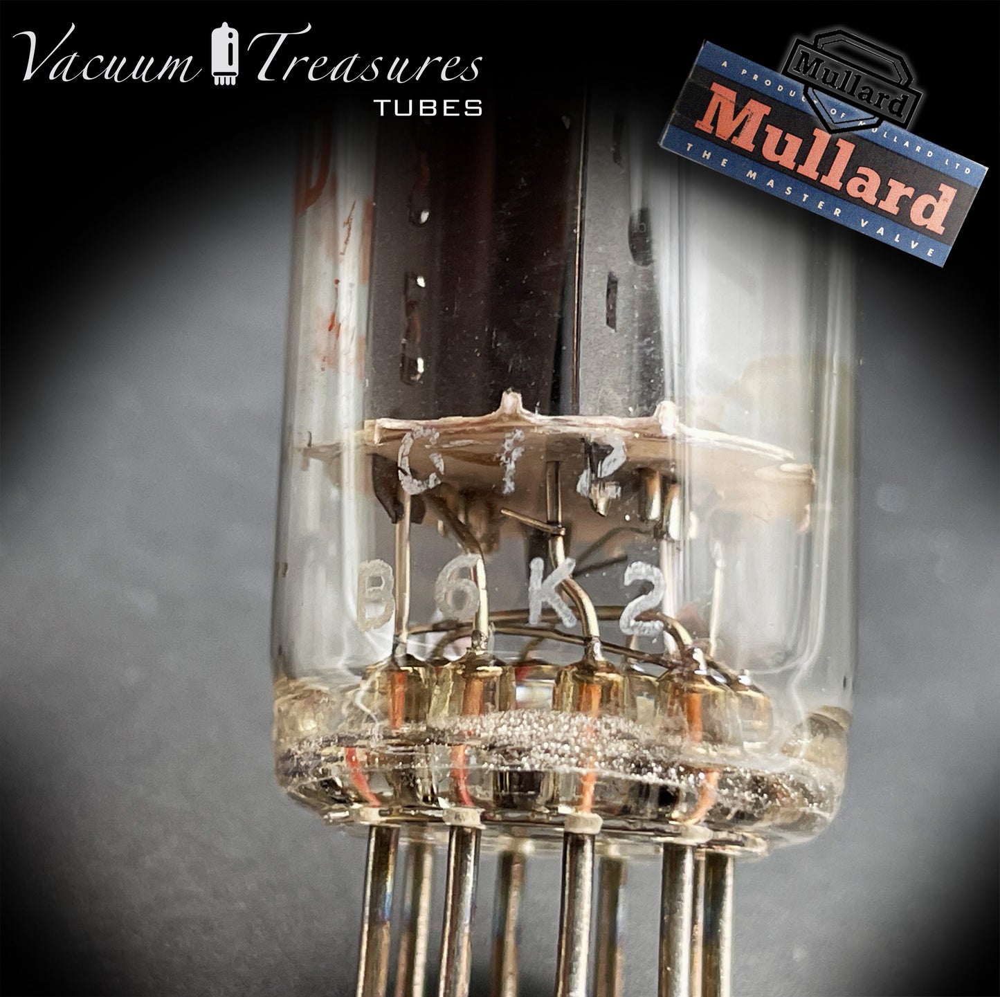 12AU7 ECC82 NOS Hammond by MULLARD Blackburn Short Plates Halo Getter Tested Tube Made in GT. BRITAIN