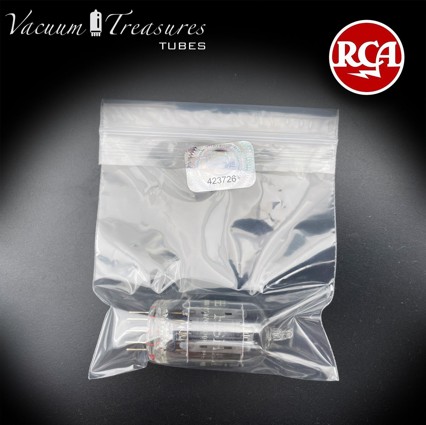 7025 12AX7 RCA Clear Top Long Gray Plates Side D Getter Tested Tube Made in USA '60s