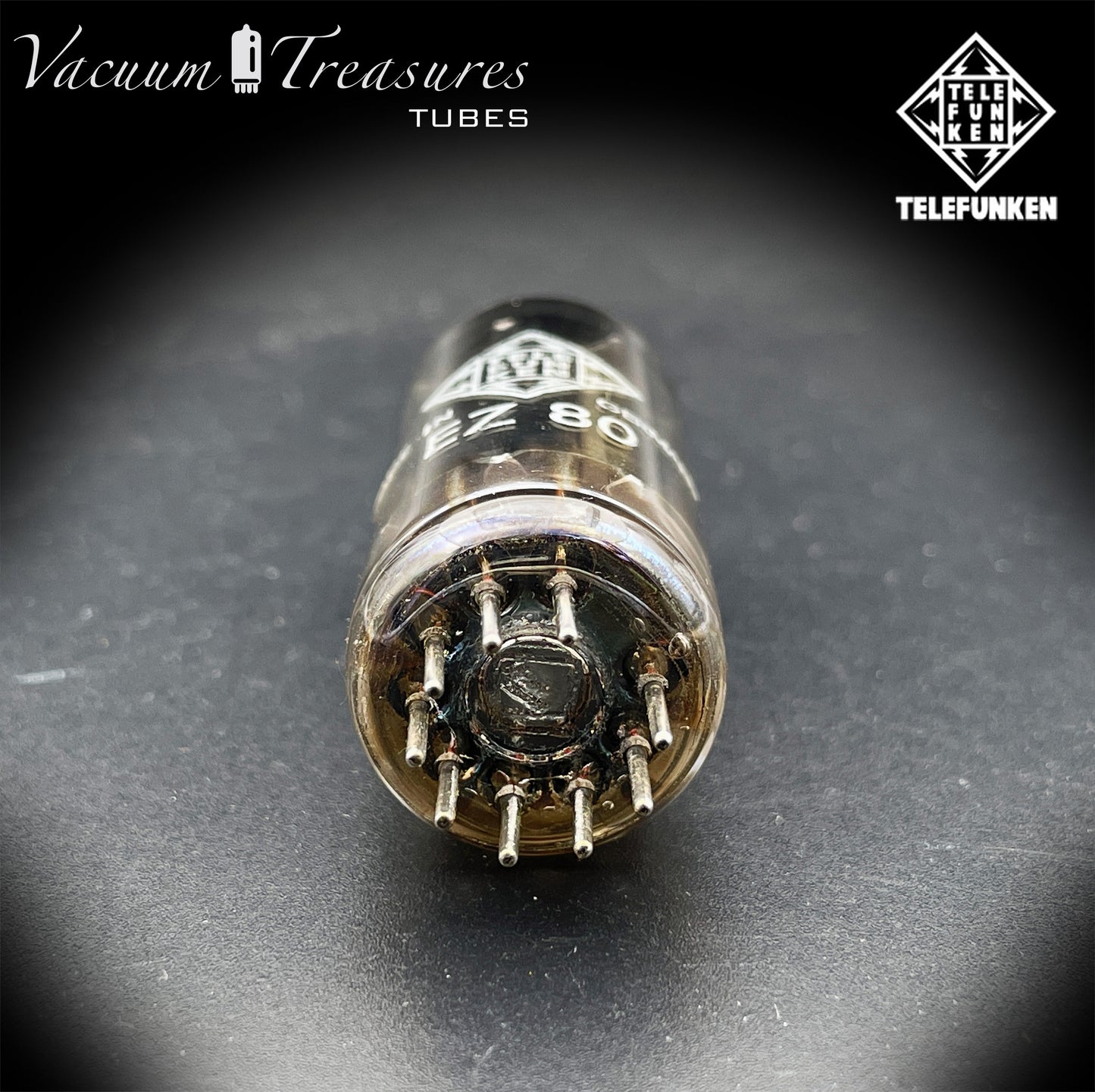 EZ80 / 6V4 TELEFUNKEN Ulm Diamond Bottom Halo Getter Rectifier Tube Made in Germany