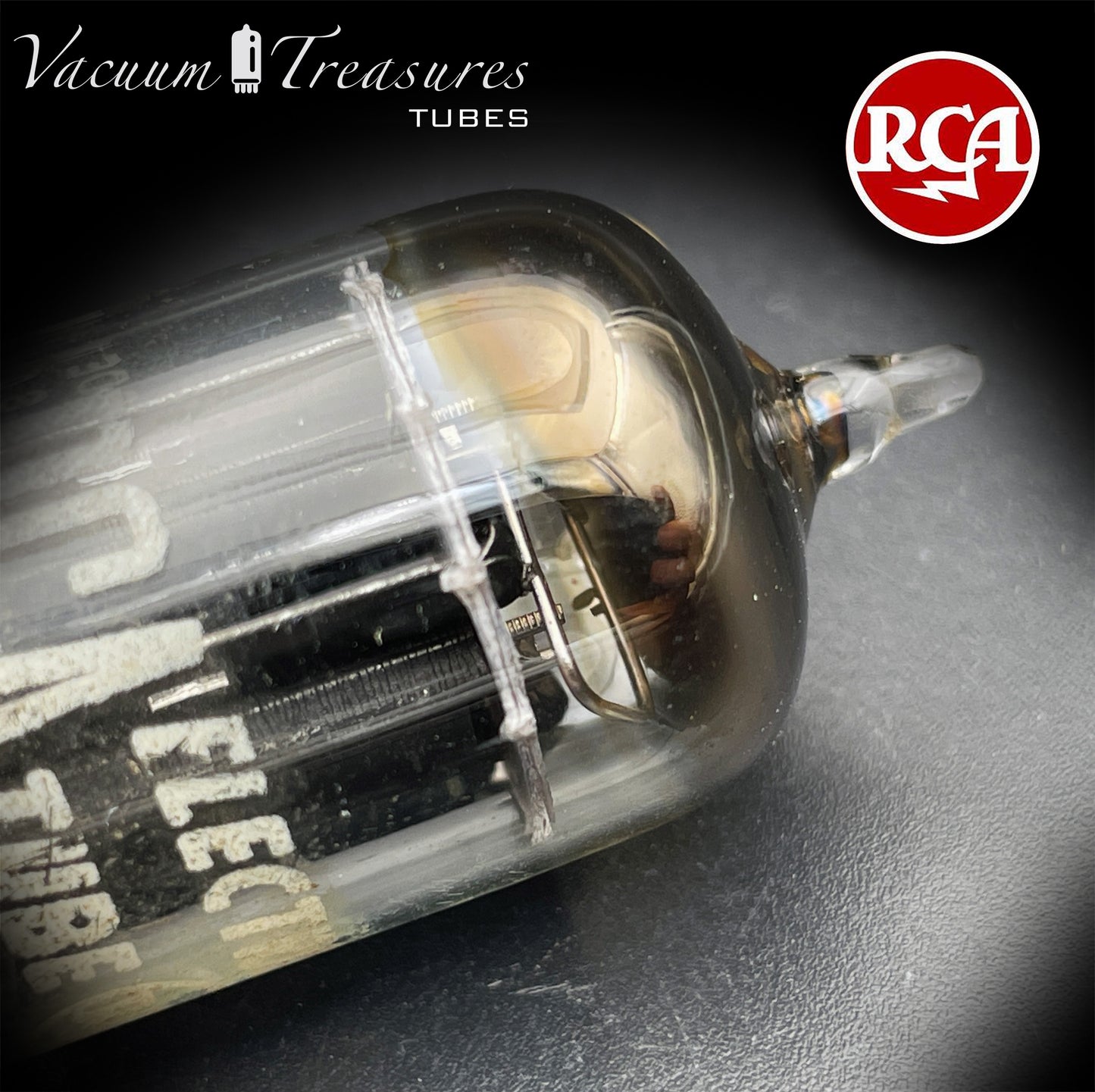 12AX7 ECC83 NOS RCA Long Black Plates Yellow Tip Square Getter Tested Tube USA 1955