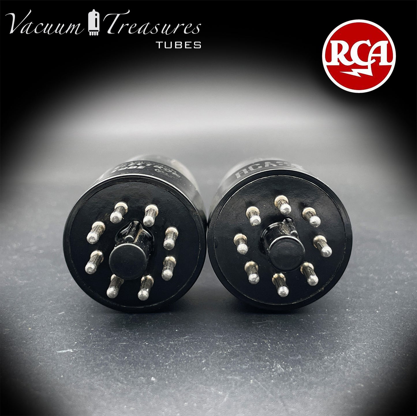 6SN7 GTB RCA Silver Logo AMPLITREX Tested Pair Same data Codes Black Plates D Getter Low Noise & Mic Tubes