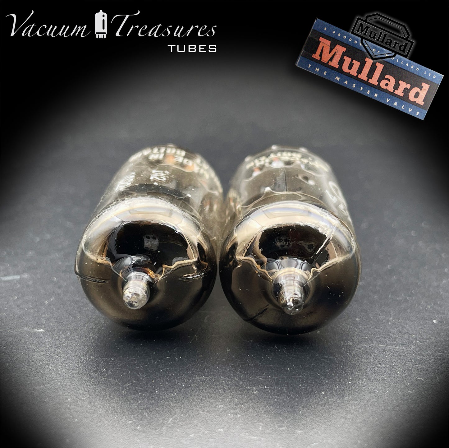 12AX7 / ECC83 MULLARD Blackburn Short Gray Plates Halo Getter - Same Code I61 B1C - AMPLITREX Tested Pair - Low Noise & Microphonics