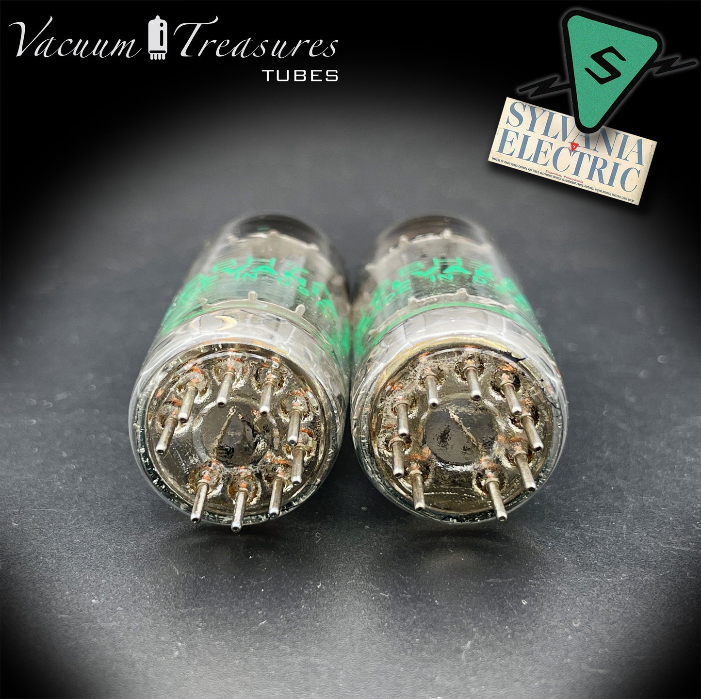 12BH7A NOS NIB Sylvania Gray Plates Halo Getter Matched Pair Tubes USA 1975