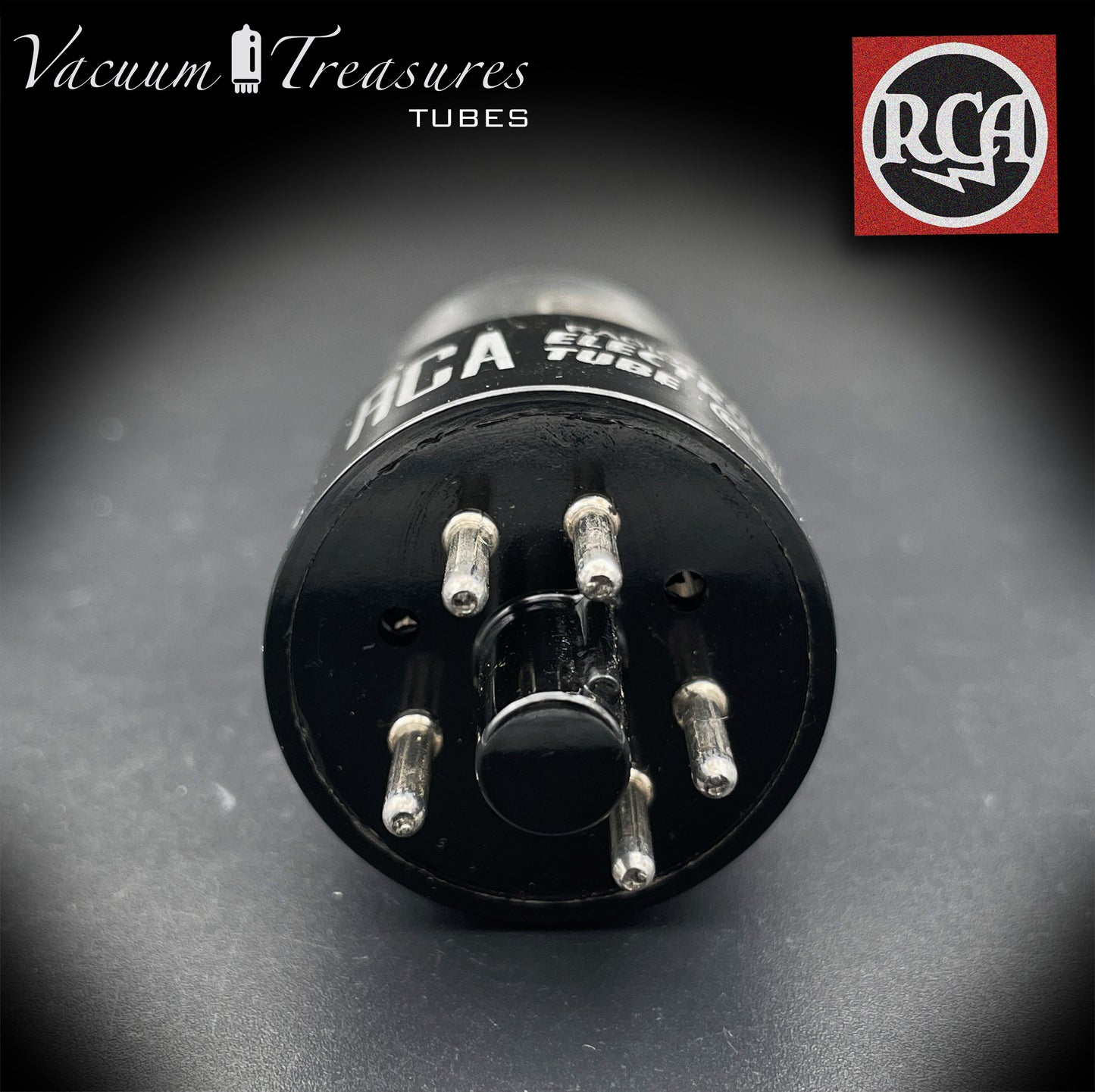 6X5 GT (6Z5P) RCA NOS NIB, schwarze Platten, quadratische Getter-Gleichrichterröhre, hergestellt in den USA