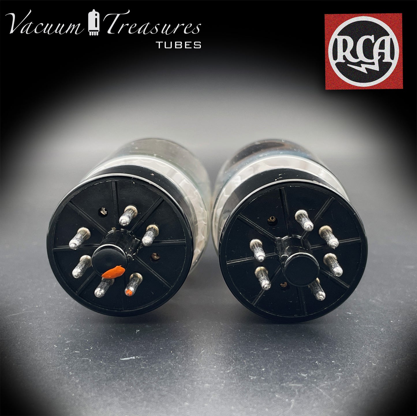 6L6GC RCA Black Plates Double Side D Getter – Matched Pair – Amplitrex Tested – Made in USA 1961
