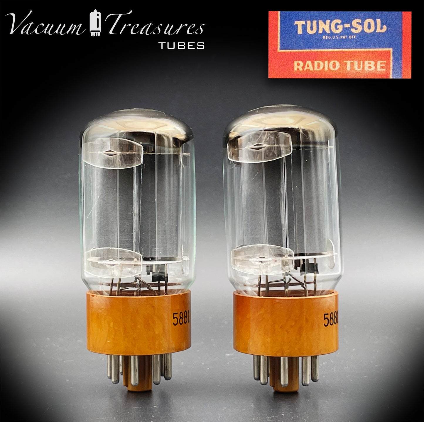 5881 ( 6L6WGB ) TUNG-SOL NOS Brown Base Matched Pair Vacuum Tubes Made in USA