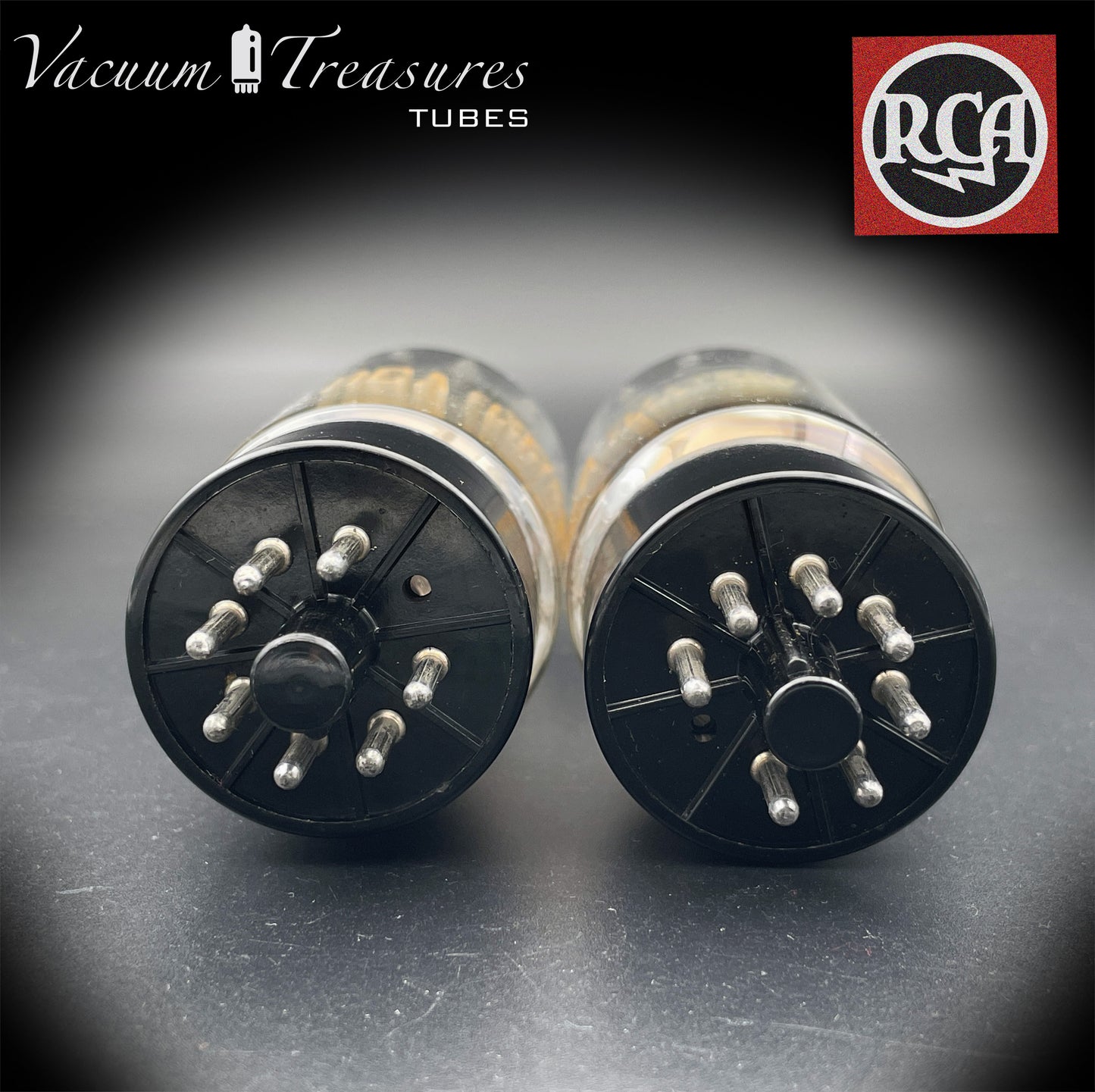 6L6GB RCA Black Plates Double Bottom Getter – Matched Pair – AMPLITREX Tested – Made in USA