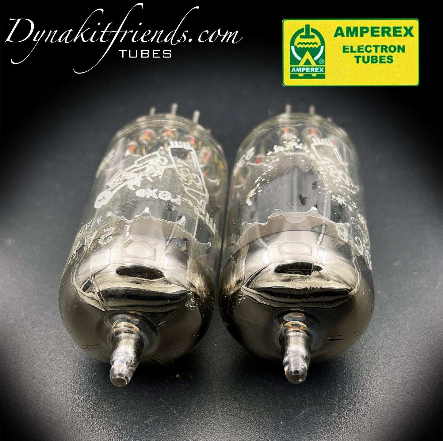 ECC83 ( 12AX7 ) Amperex Bugle Boy Short Plate Large O Getter Holland 1961 Matched Pair Valve Tubes