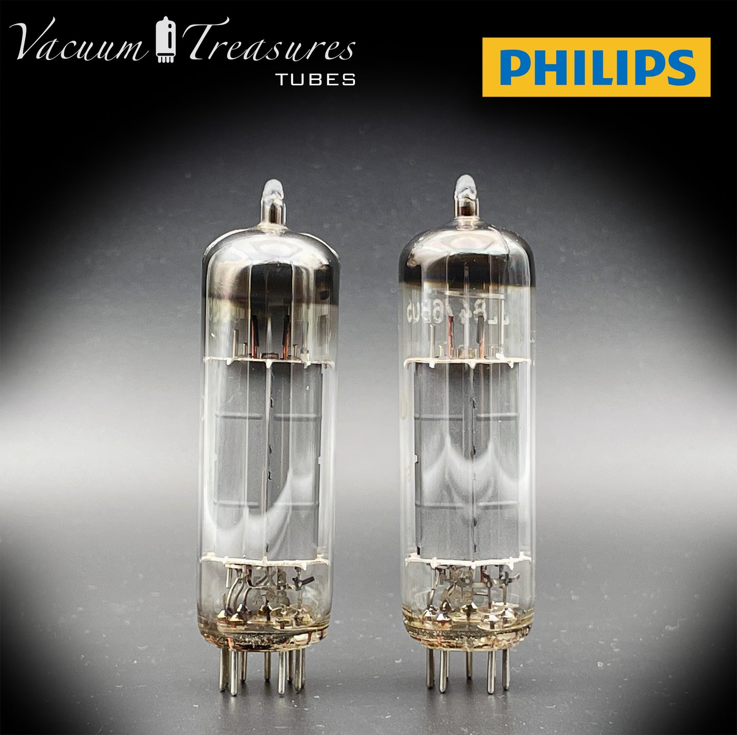 6BQ5 ( EL84 ) PHILIPS Gray Plates Halo Getter rX3 Matched Tubes Made in AUSTRIA '50s