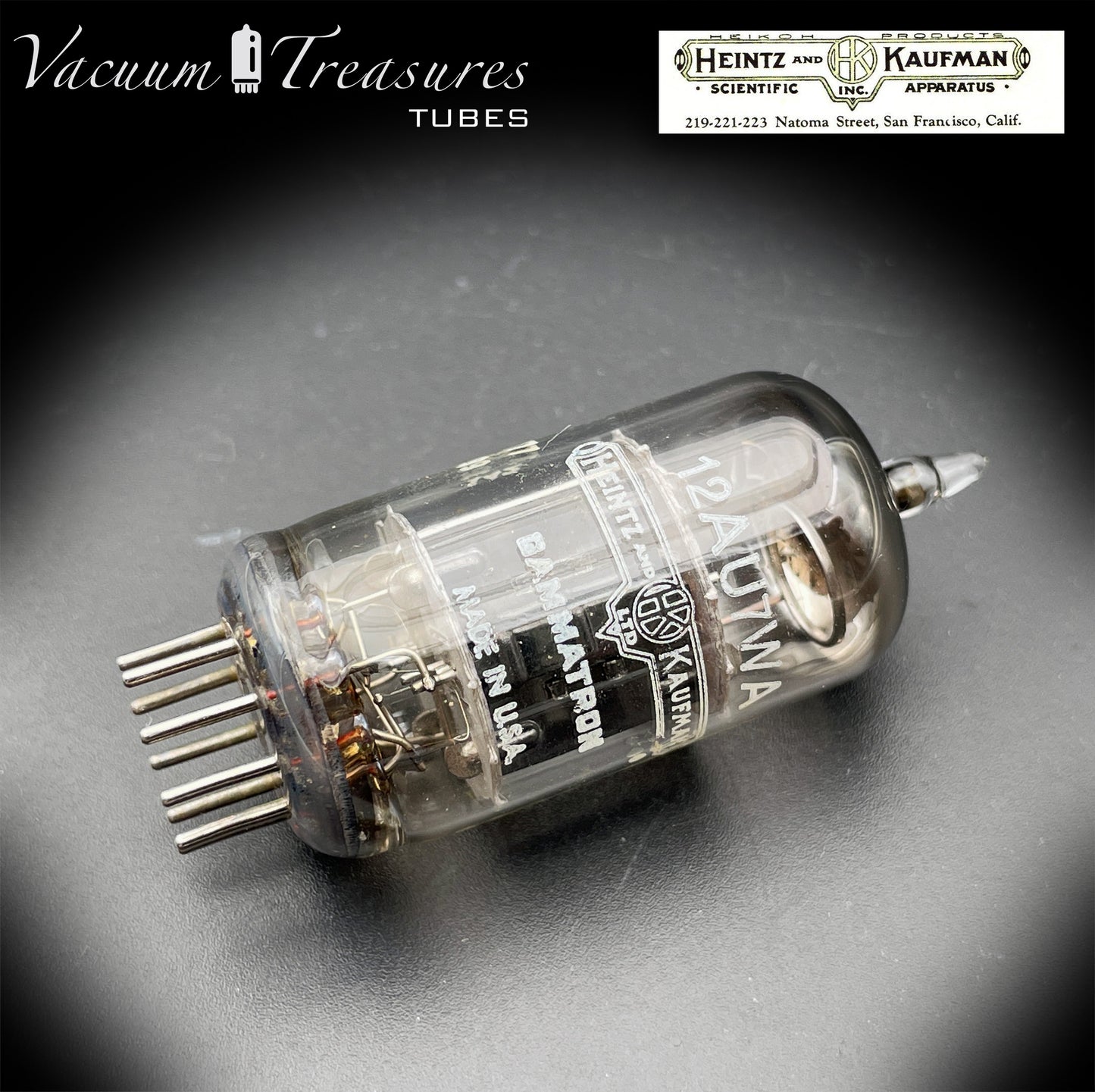 12AU7WA / CV4003 / 6189 Heinz & Kauffman Black Plates Halo Getter Made in USA