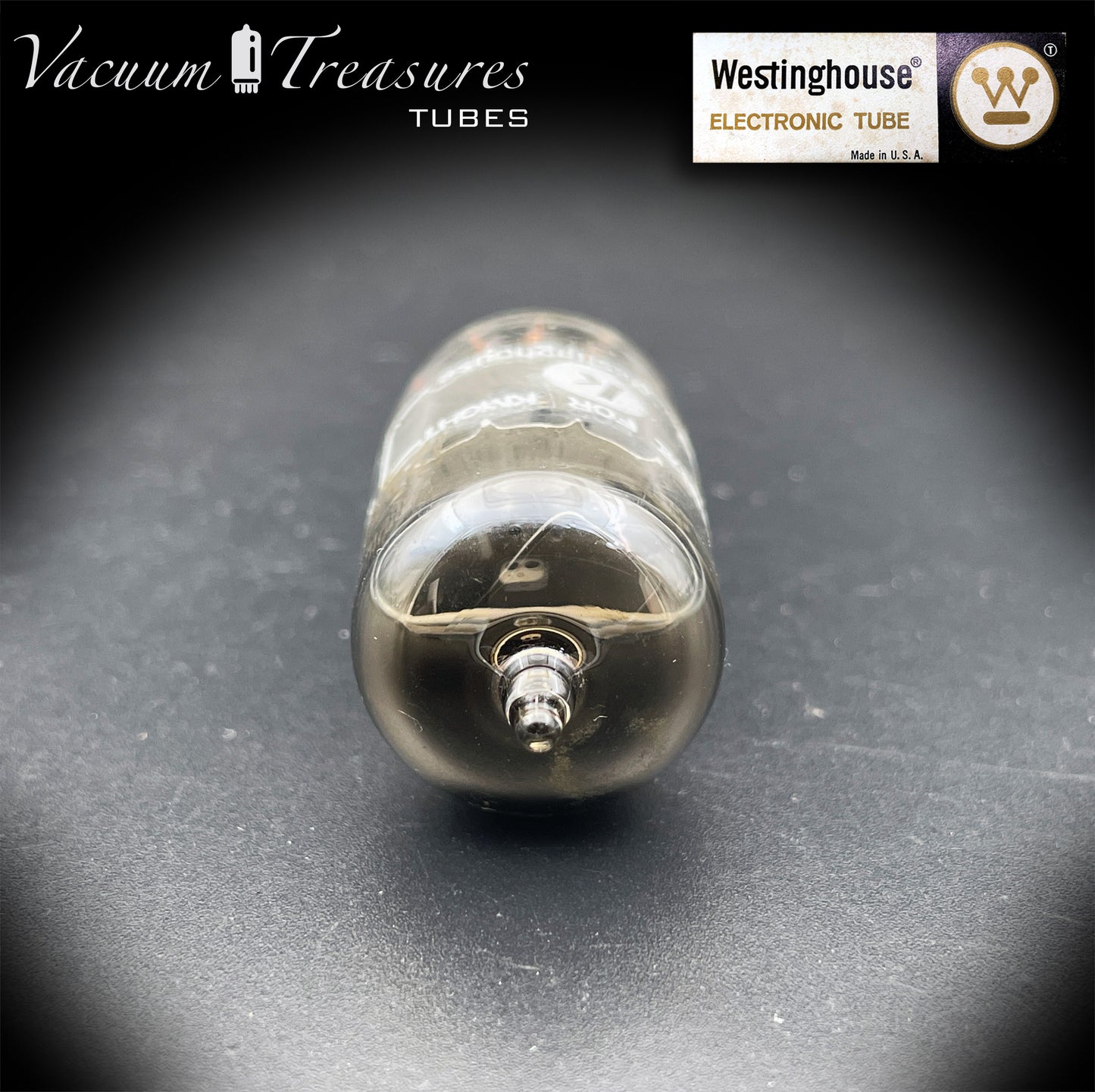 12AX7 / ECC83 Knight by Westinghouse Short Gray Plates Square Getter Tube Made in USA '50s