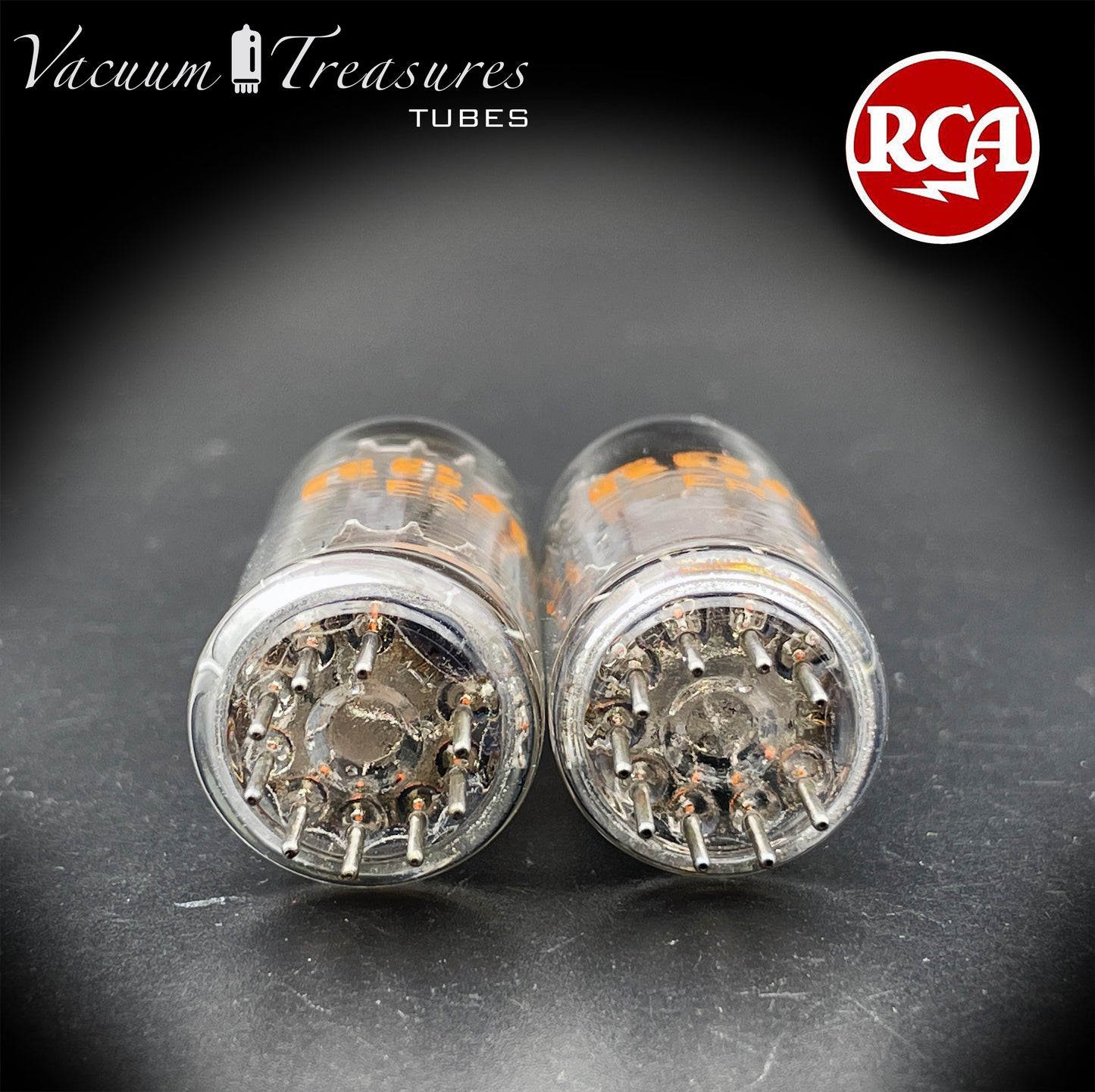 12BH7A 7032 NOS NIB RCA Matched Pair - Same Codes - Gray Plates Halo Getter Tubes USA '74