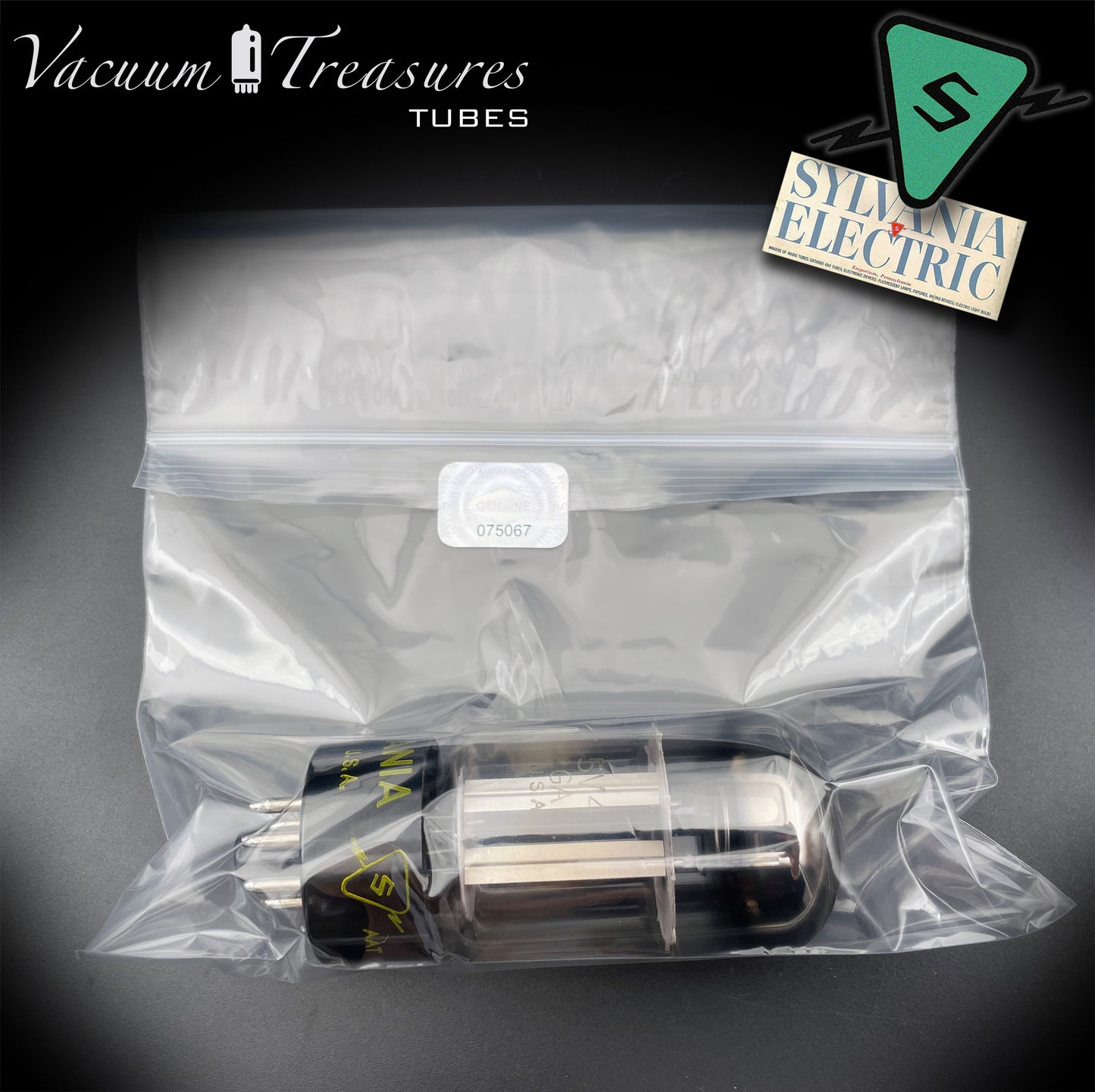 5V4GA SYLVANIA NOS Black Plates Halo Getter Rectifier Tube Made in USA