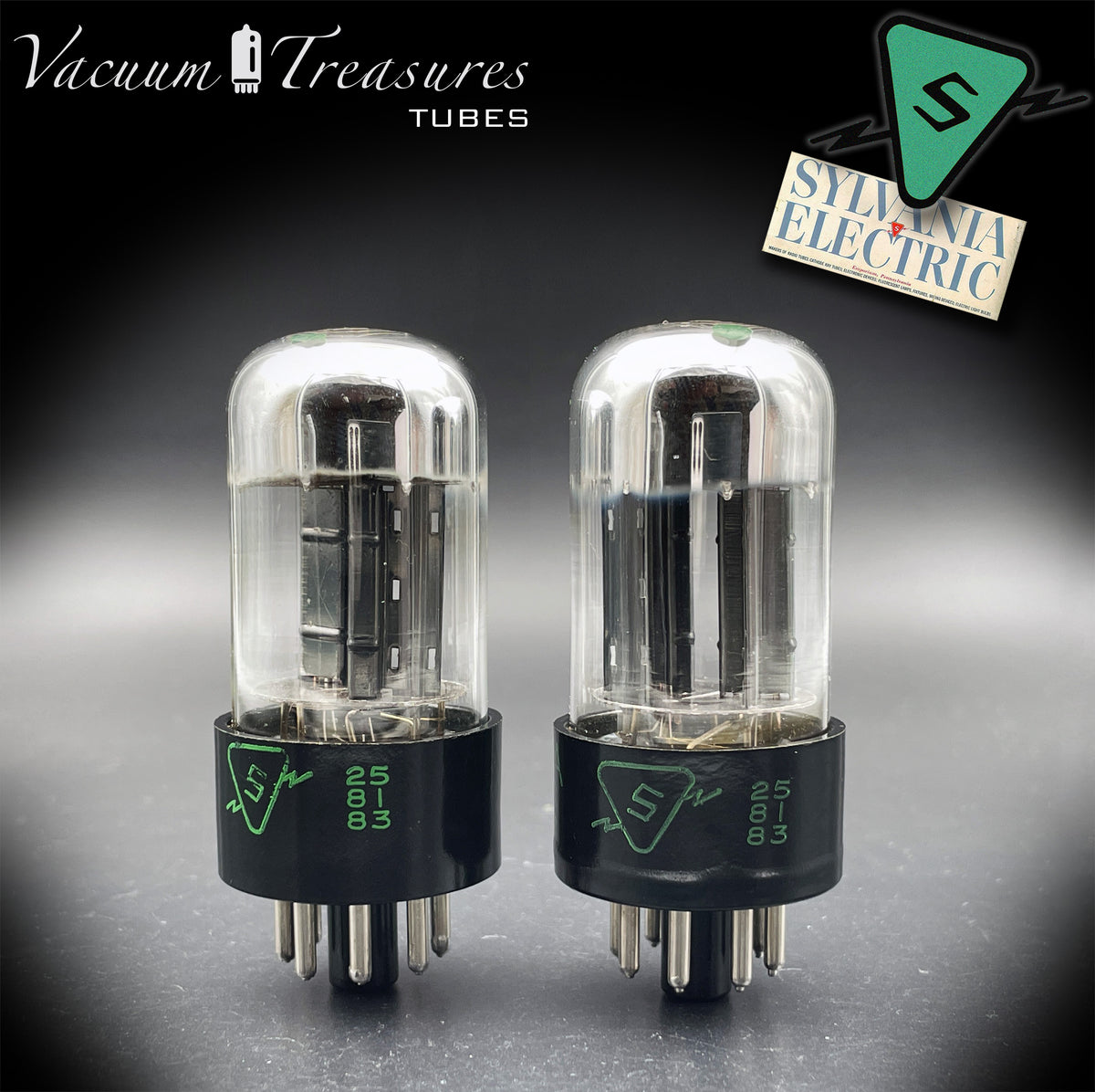 6SN7GTA NOS SYLVANIA Chrome Top Matched Pair - Same Production Code - Low Noise & Microphonics - AMPLITREX Tested