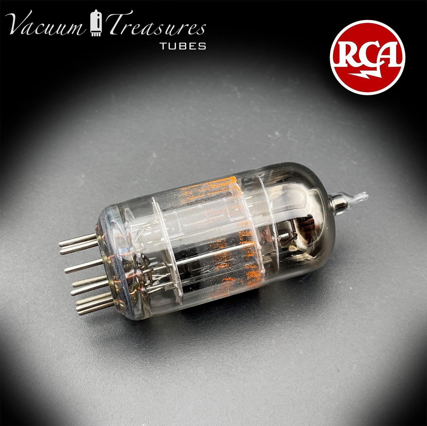 5751 RCA NOS Triple Mica Black Plates Square Getter Amplitrex Tested Tube Made in USA '50s