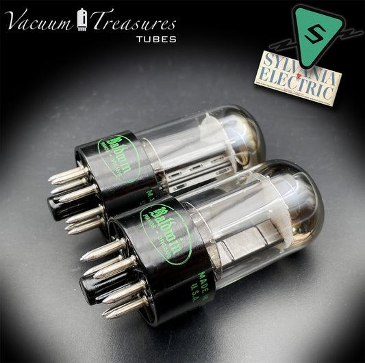 6SN7GTB Baldwin by SYLVANIA Matched Pair Black Plates Tubes - Same Codes - Made in USA '61